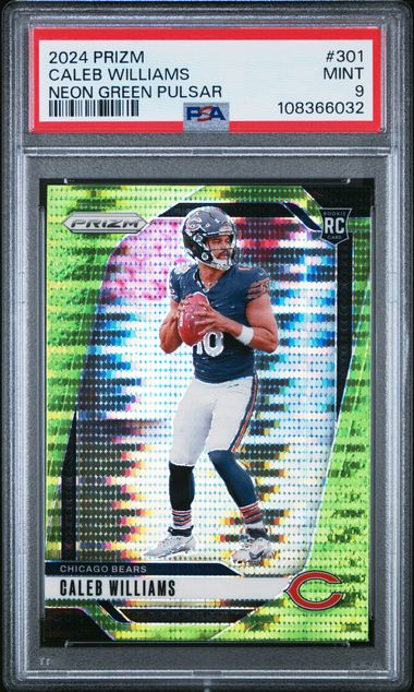 2024 Panini Prizm Caleb Williams Neon Green Pulsar #301 PSA 9