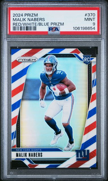 2024 Panini Prizm Red White Blue Prizm Malik Nabers #370 PSA 9