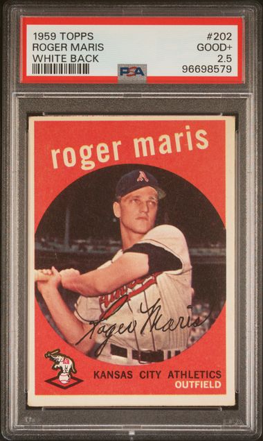 1959 Topps White Back Roger Maris #202 PSA 2.5
