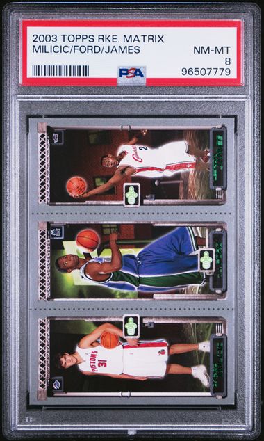 2003 Topps Rookie Matrix Lebron James Ford Milicic PSA 8