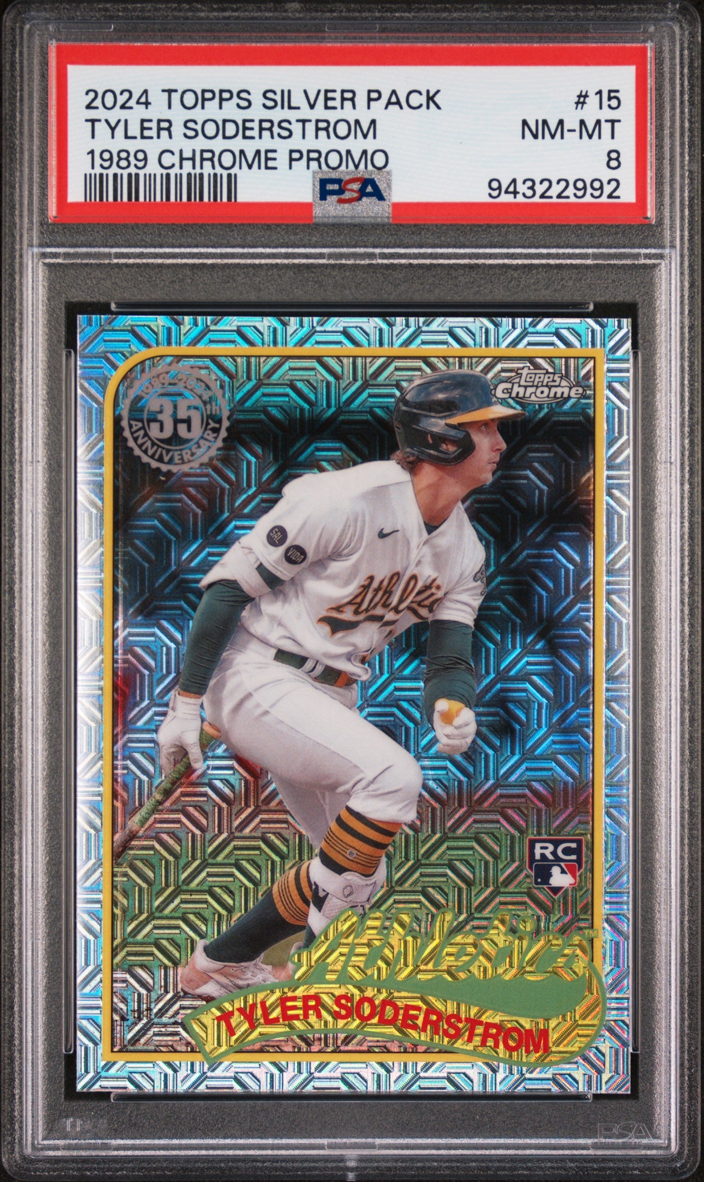 2024 Topps Tyler Soderstrom Silver Pack 1989 Chrome Promo PSA 8