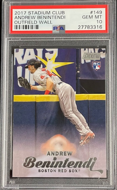 2017 Stadium Club Andrew Benintendi Outfield Wall #149 PSA 10