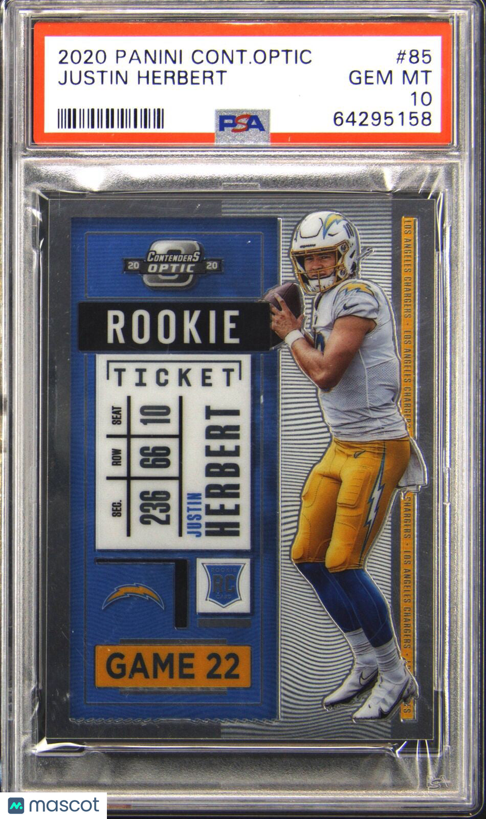 2020 Contenders Optic Justin Herbert #85 PSA 10