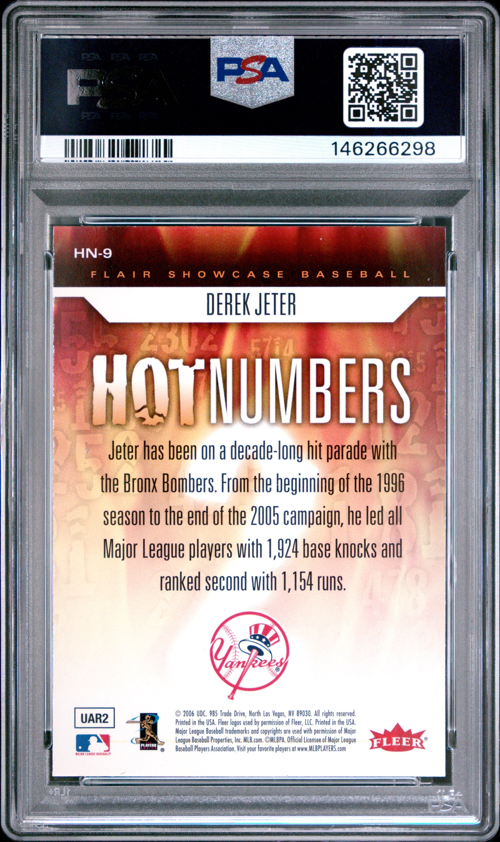 2006 Flair Showcase Hot Numbers Hn-9 Derek Jeter PSA 10