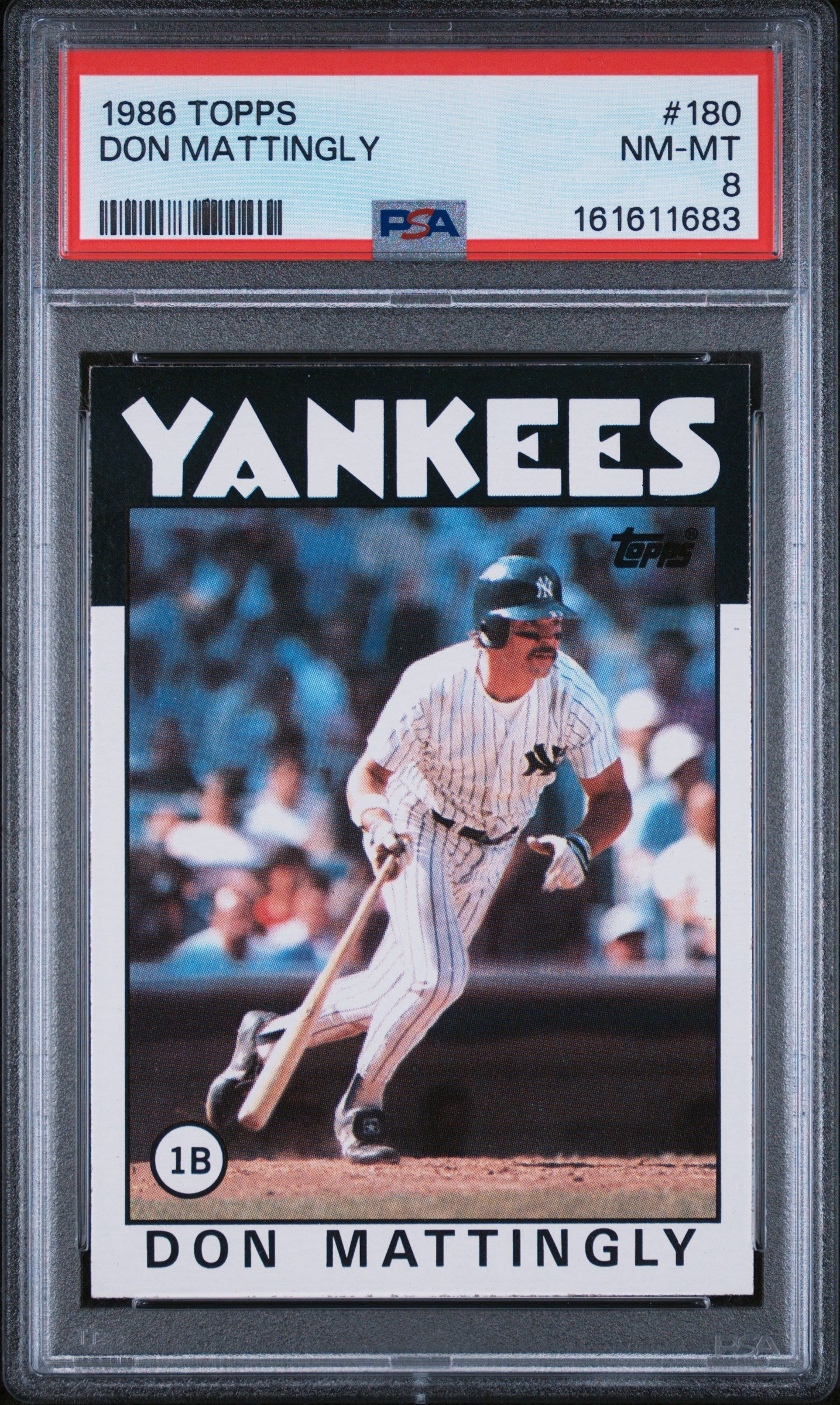 1986 TOPPS 180 DON MATTINGLY PSA 8 - front