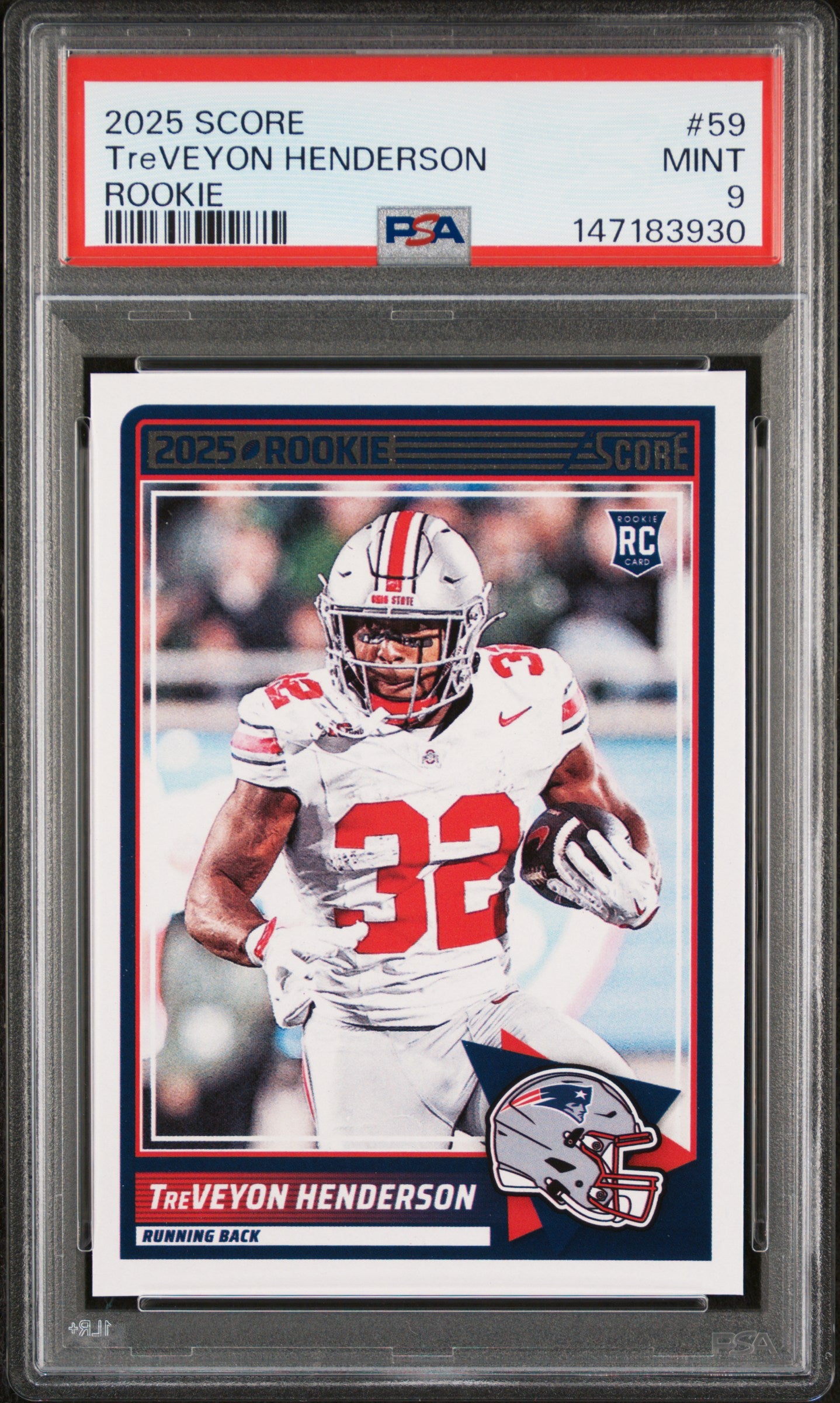 2025 Panini Score 59 Treveyon Henderson Rookie PSA 9