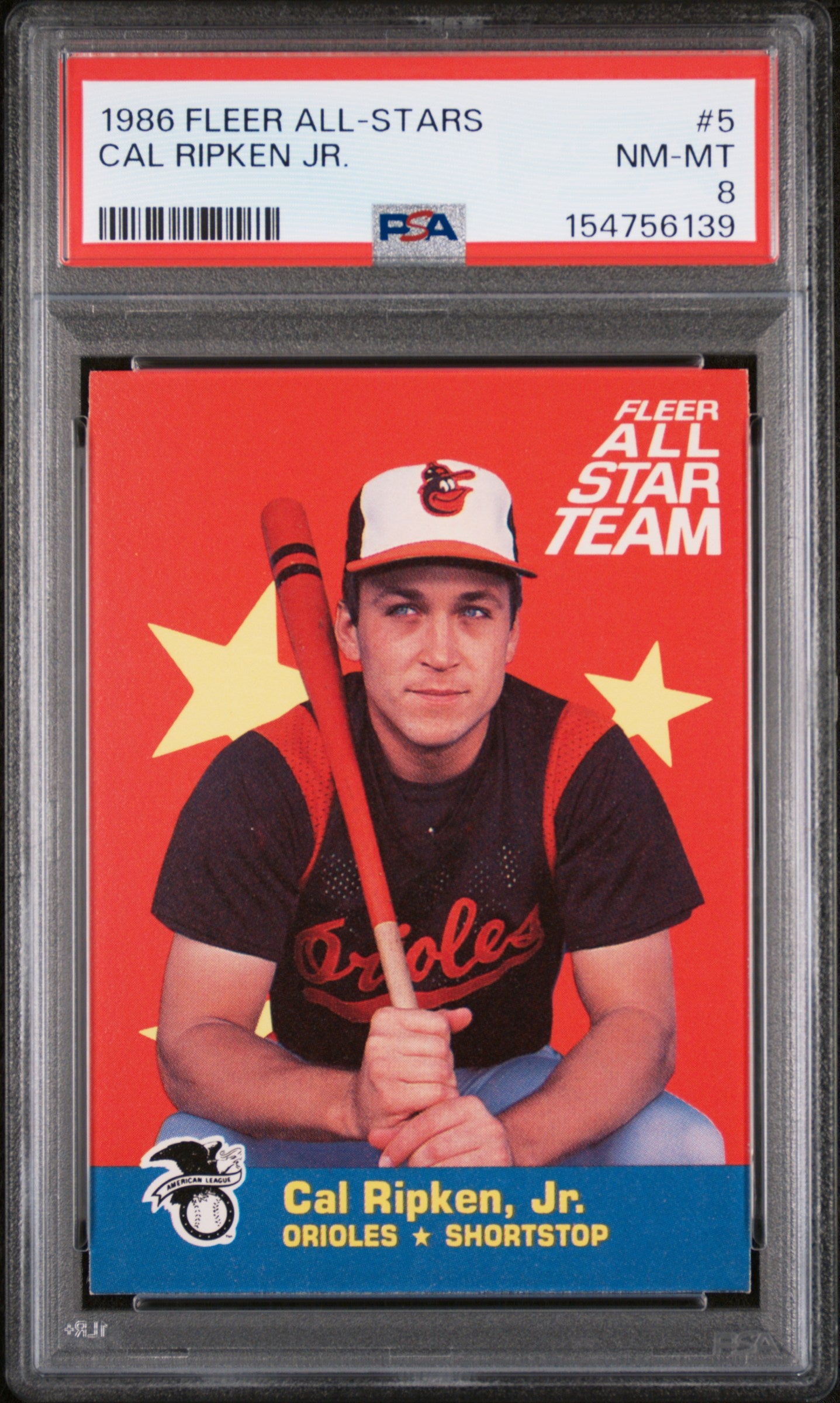1986 FLEER ALL-STARS 5 CAL RIPKEN JR. PSA 8 - front