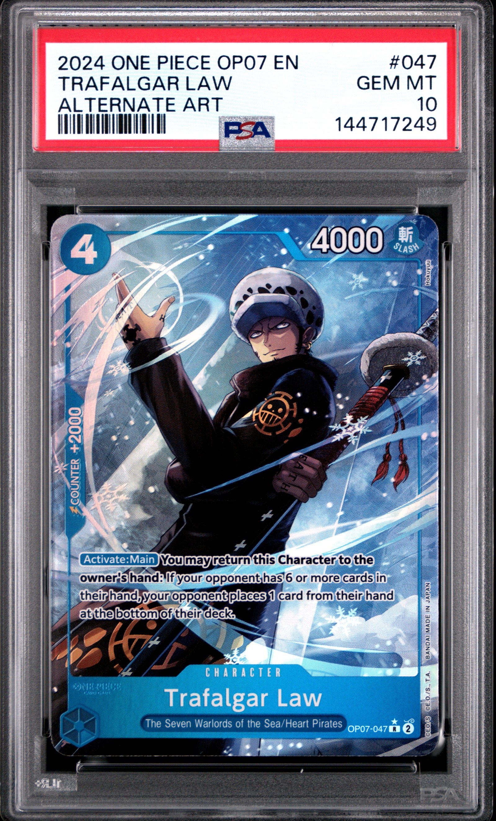 2024 One Piece Op07-500 Years In The Future 047 Trafalgar Law Alternate Art PSA 10