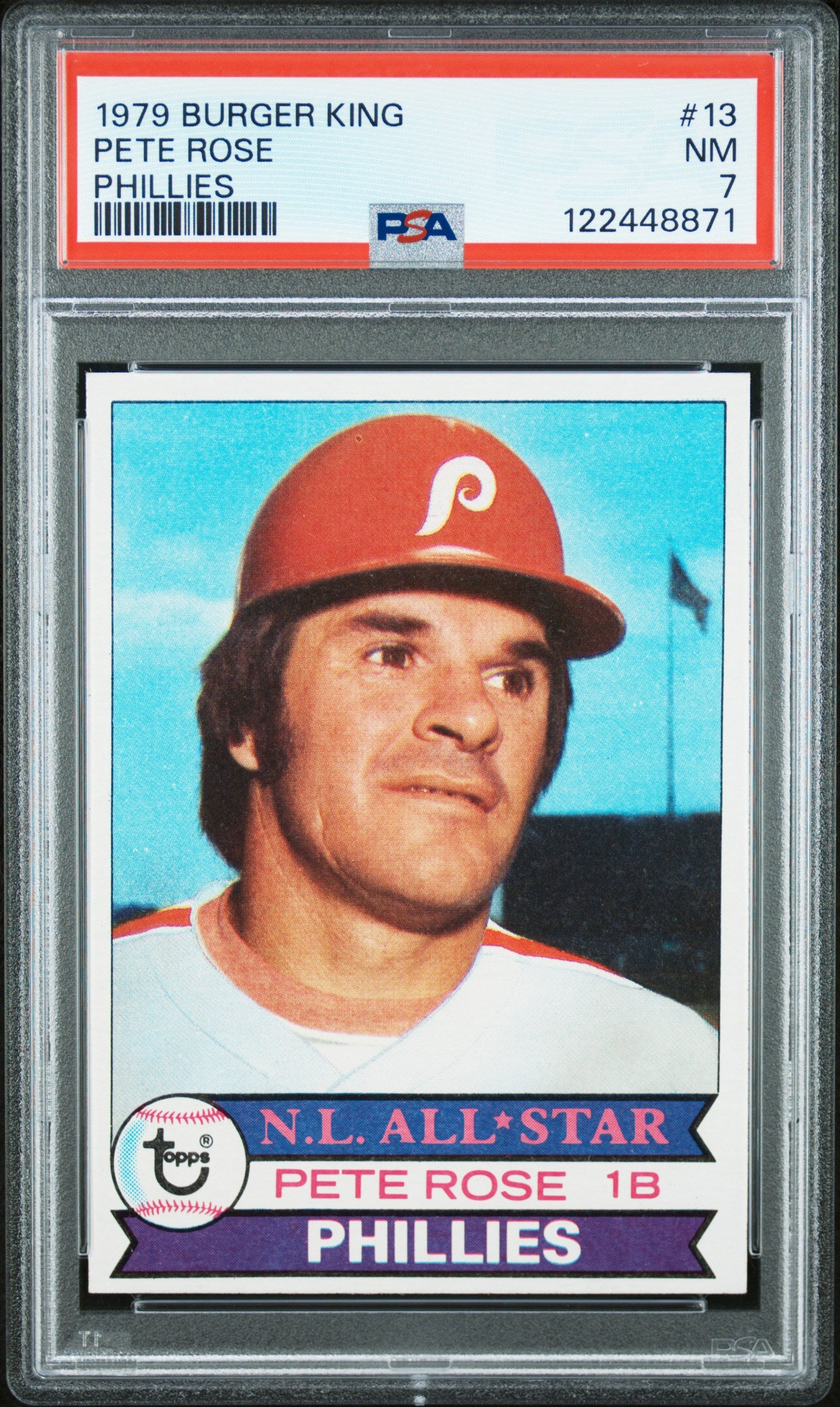1979 Topps Burger King Phillies 13 Pete Rose PSA 7
