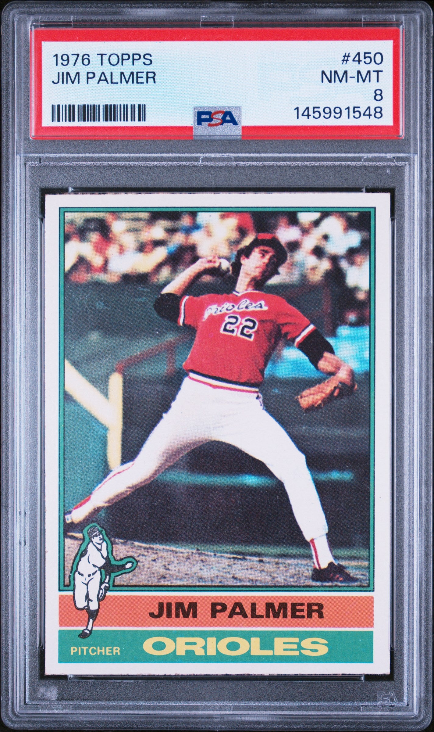 1976 Topps 450 Jim Palmer PSA 8
