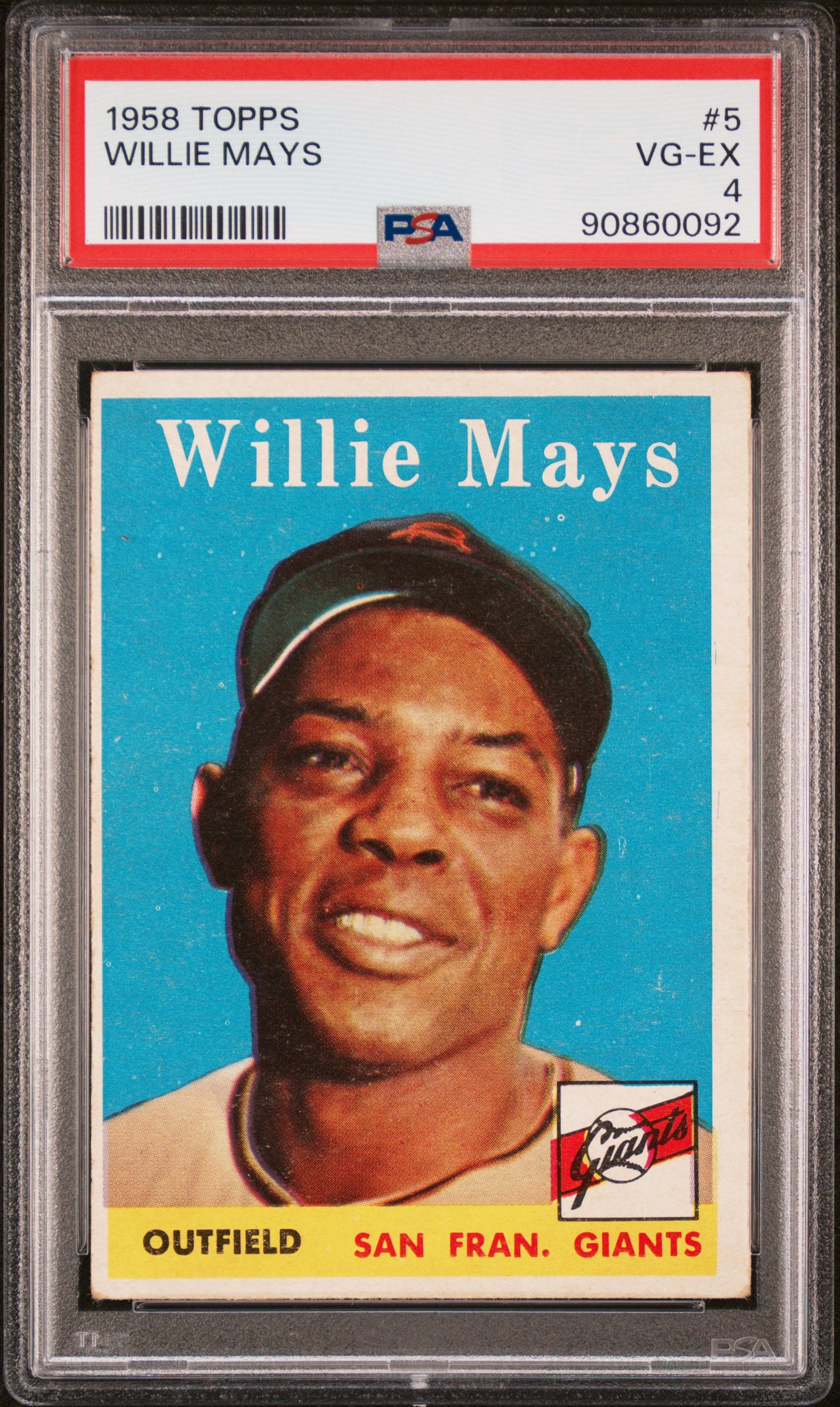 1958 TOPPS 5 WILLIE MAYS PSA 4 - front