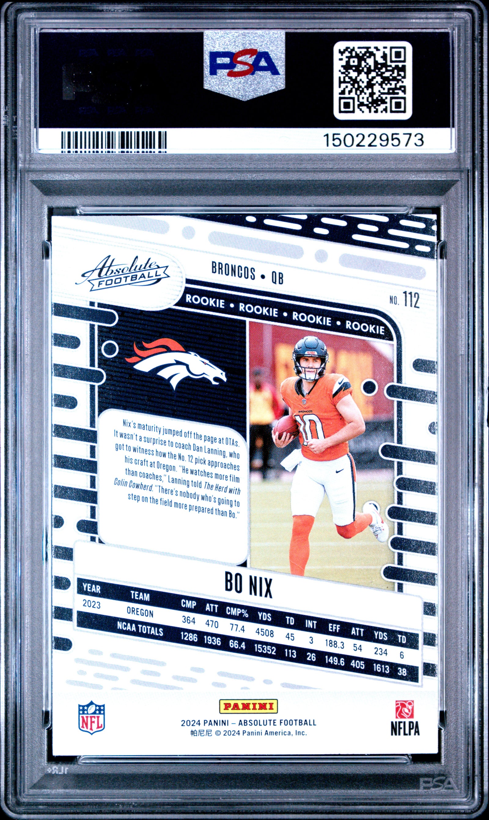 2024 Panini Absolute 112 Bo Nix PSA 9