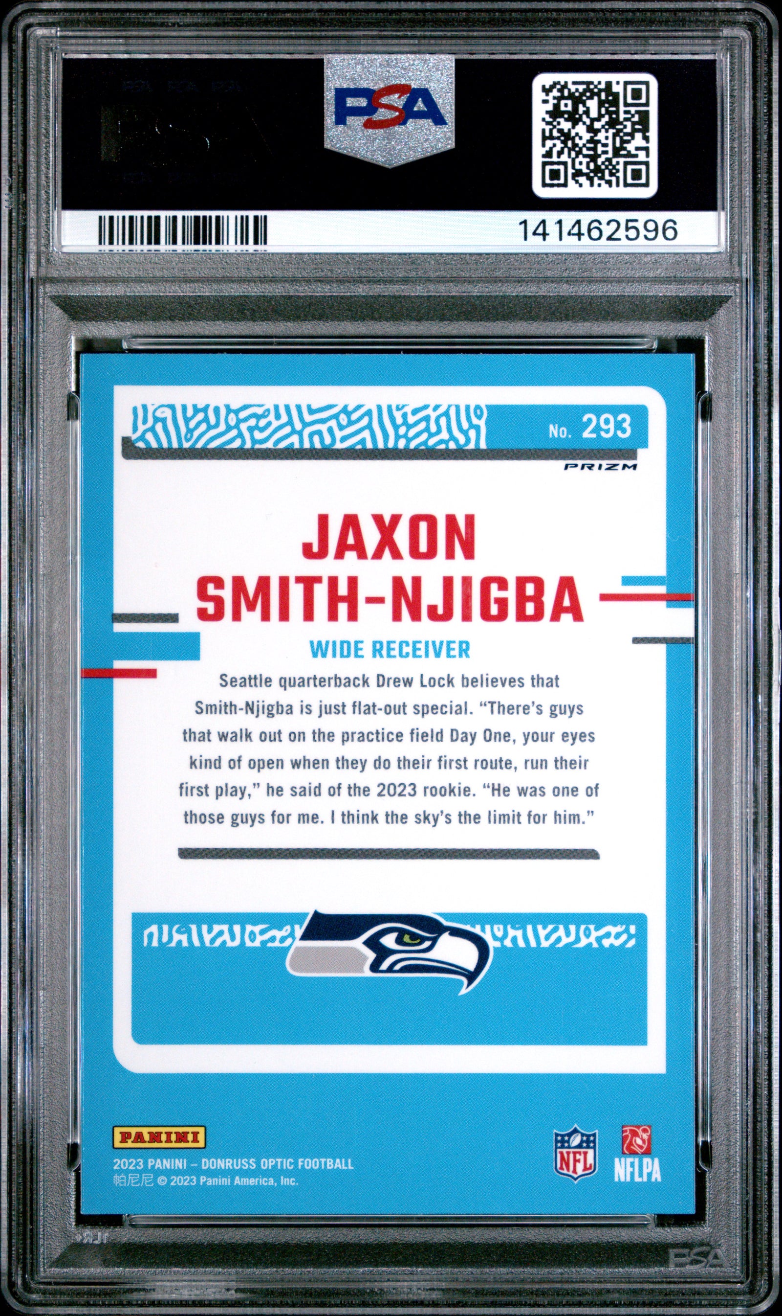 2023 Panini Donruss Optic 293 Jaxon Smith-Njigba Blue Hyper PSA 8