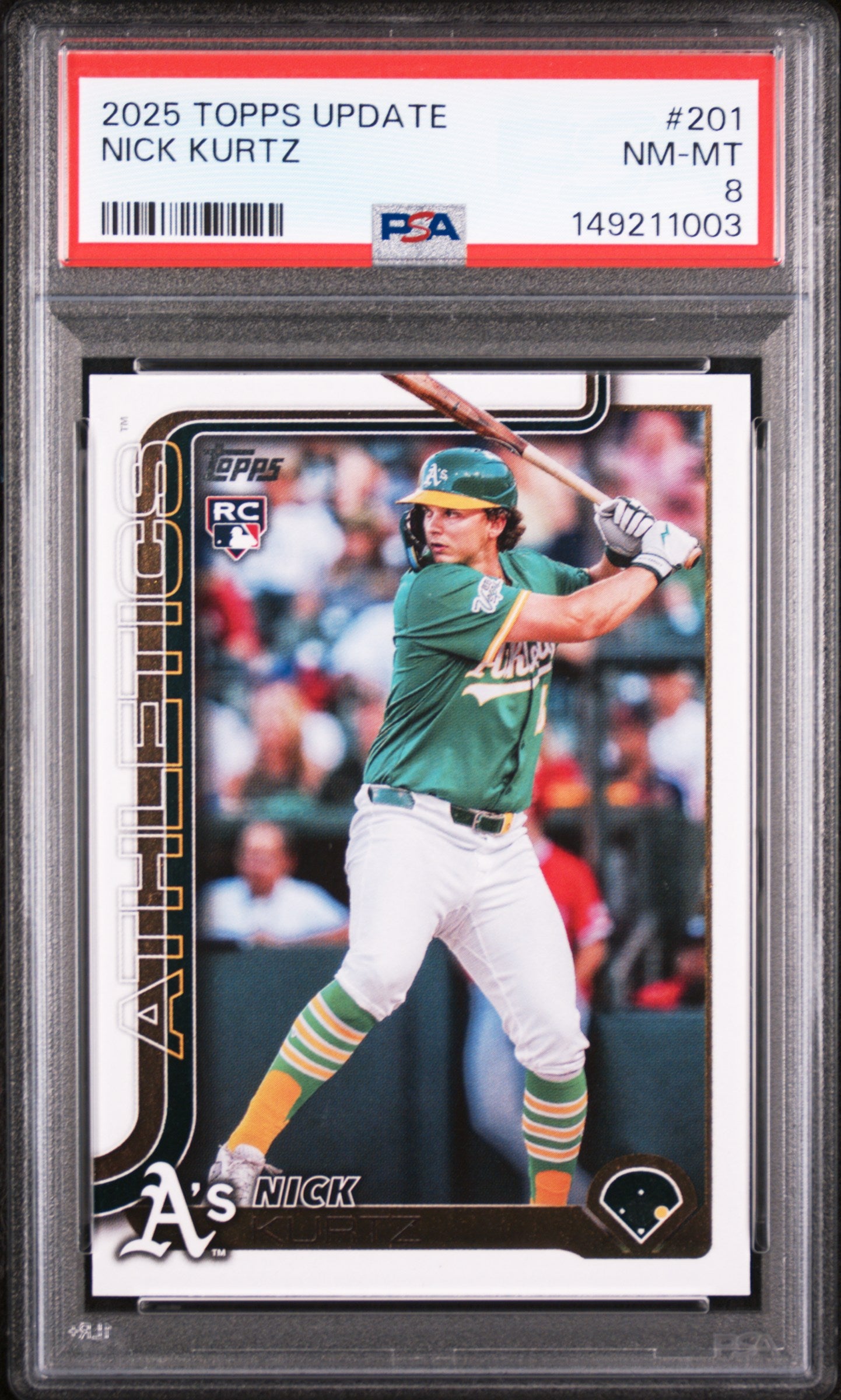 2025 TOPPS UPDATE 201 NICK KURTZ PSA 8 - front