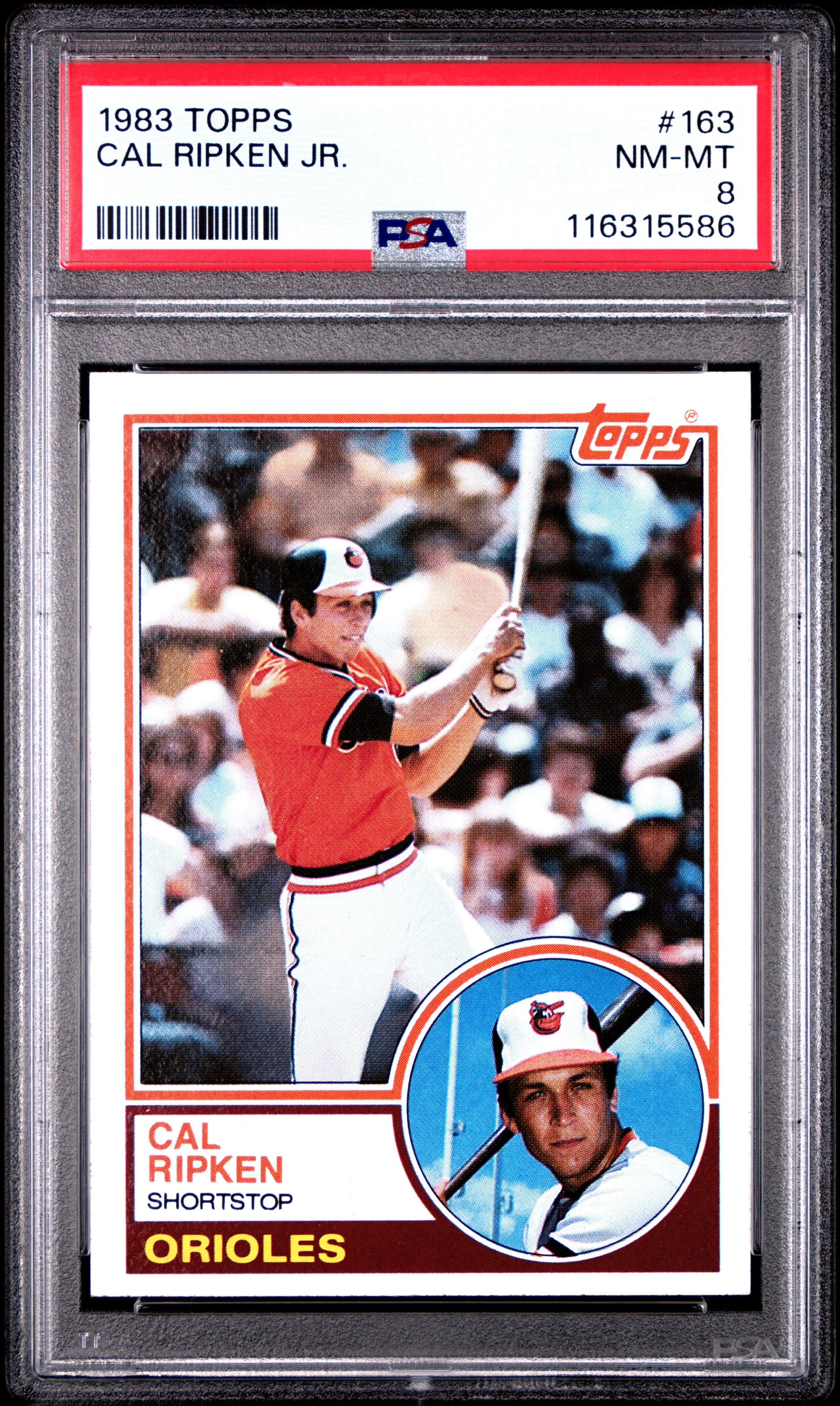 1983 TOPPS 163 CAL RIPKEN JR. PSA 8 - front