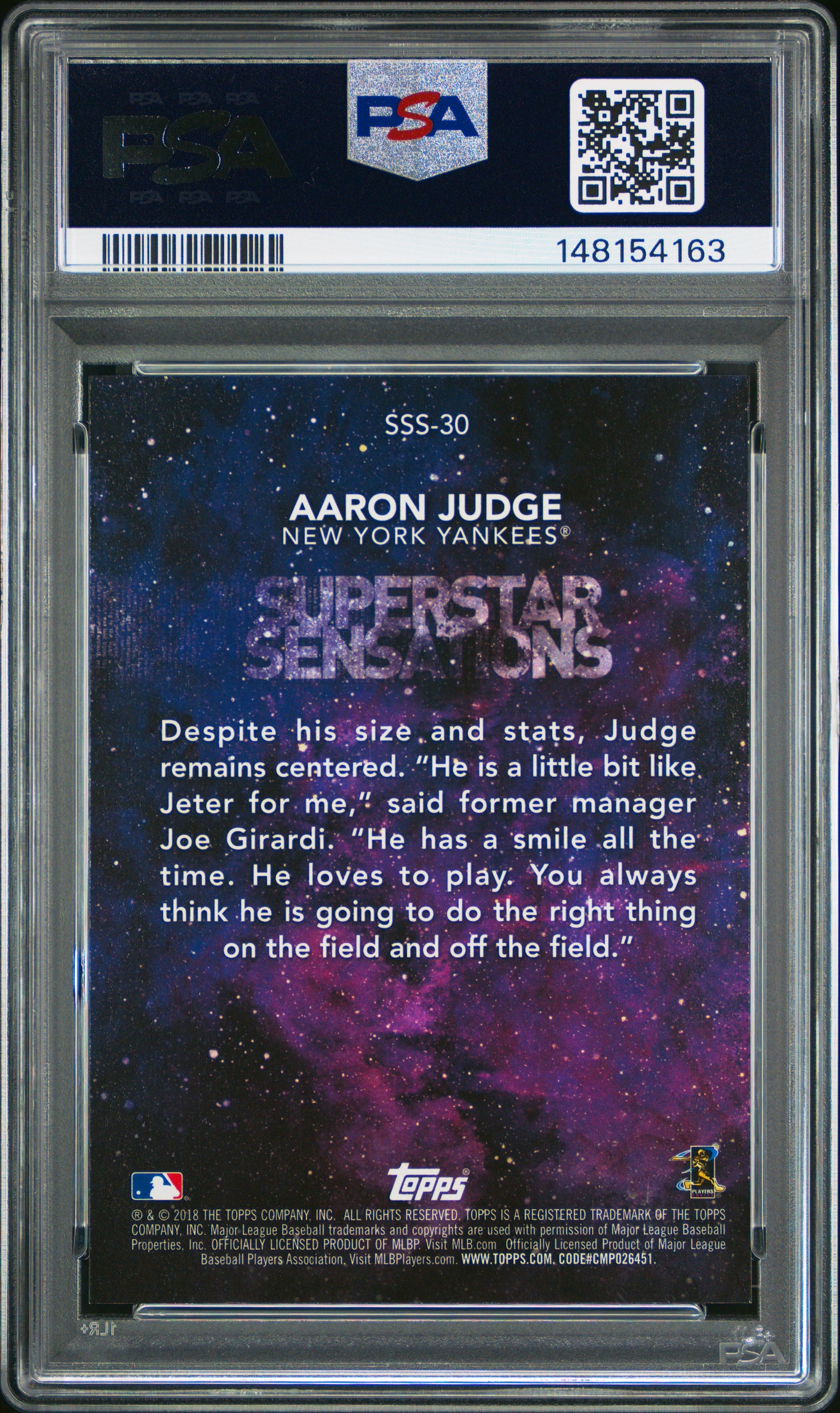 2018 Topps Superstar Sensations SSS30 Aaron Judge PSA 10