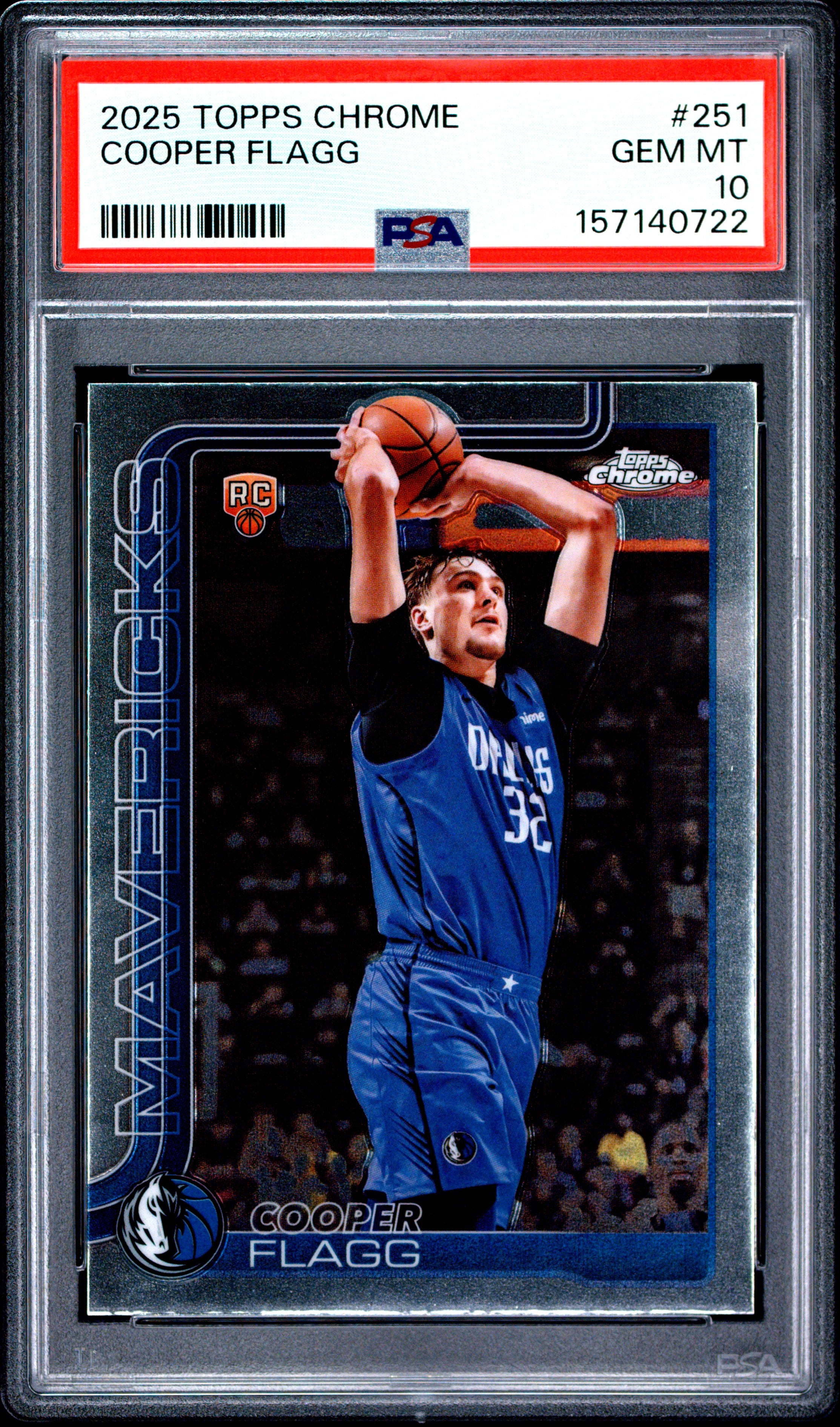 2025 TOPPS CHROME 251 COOPER FLAGG PSA 10 - front