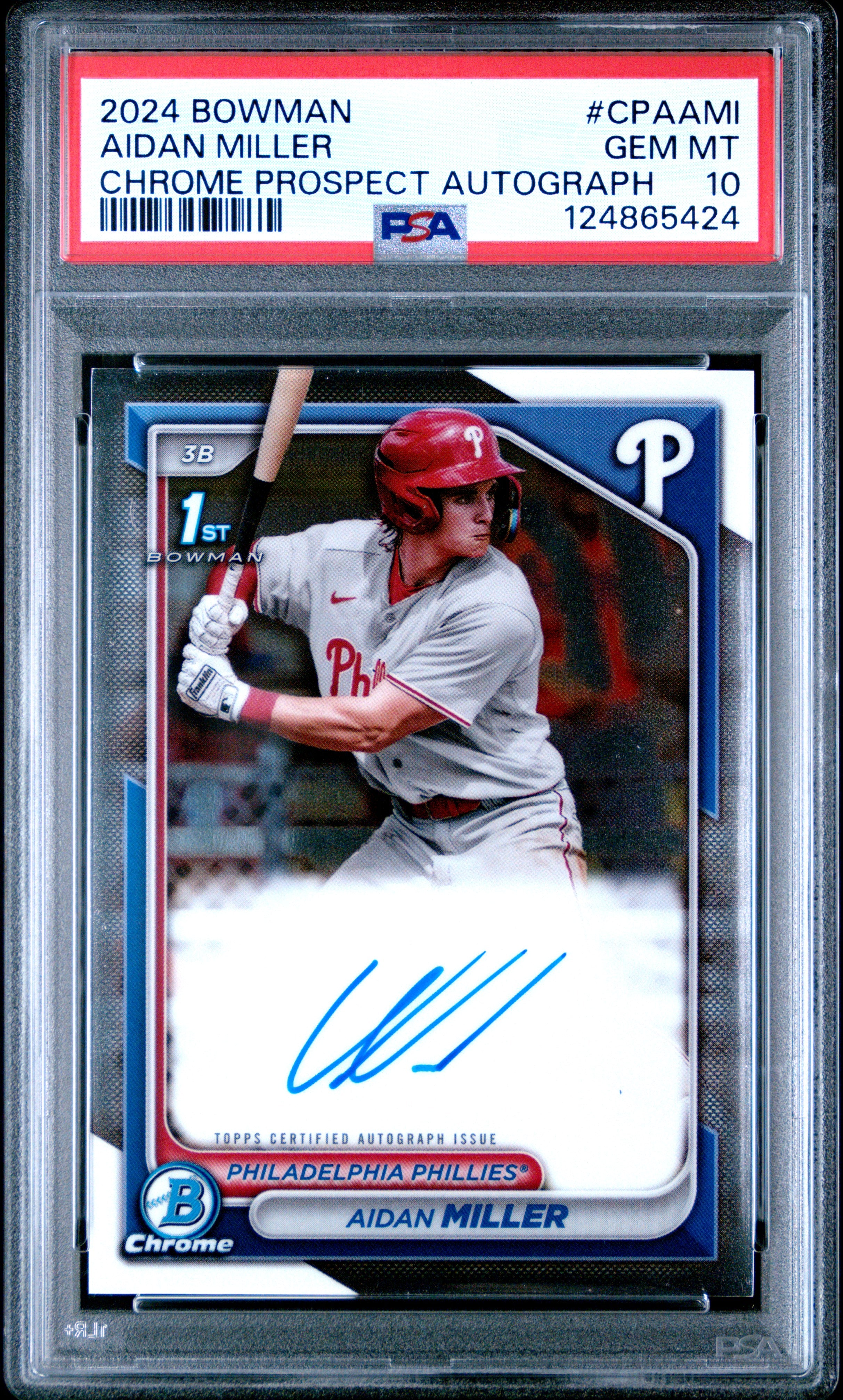 2024 Bowman Chrome Prospect Autographs Cpaami Aidan Miller PSA 10