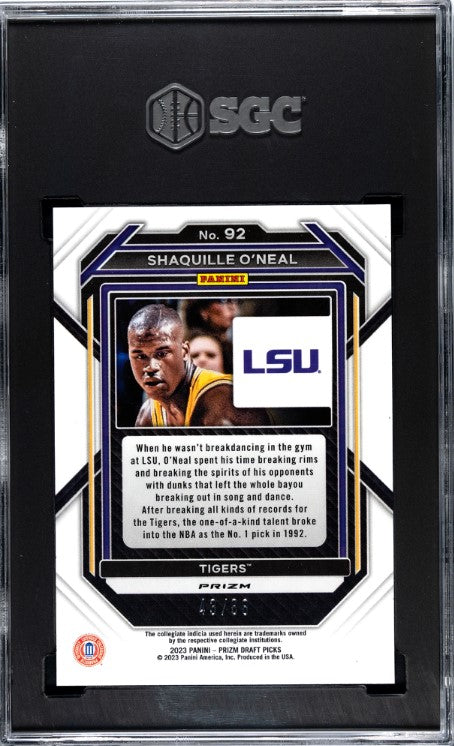 2023-24 Panini Prizm Draft Picks Shaquille O'Neal Choice Red Prizm /88 SGC 8.5