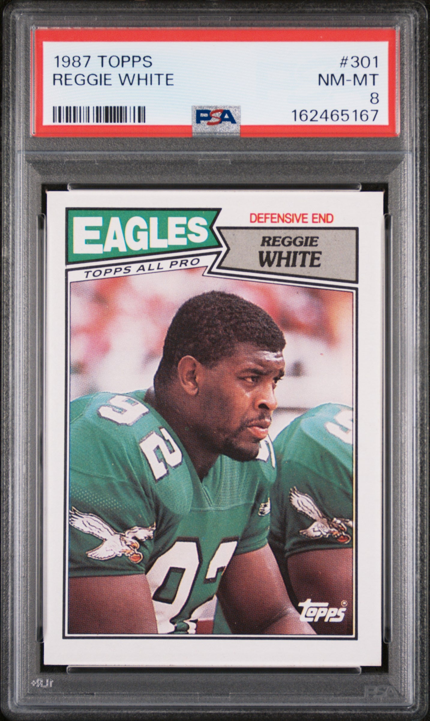 1987 TOPPS 301 REGGIE WHITE PSA 8 - front