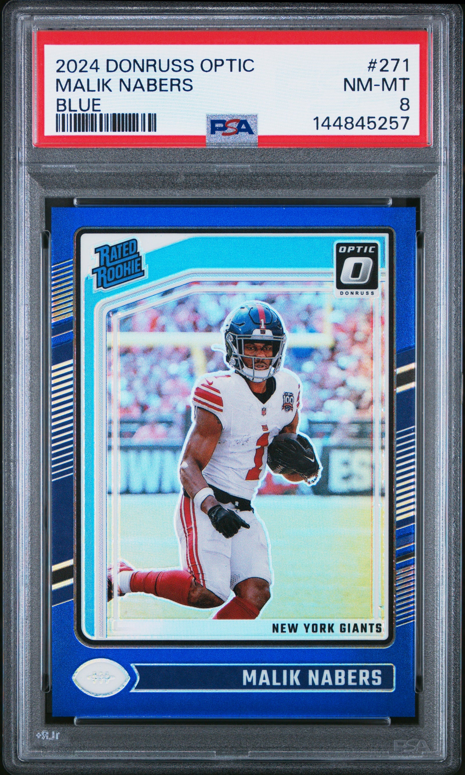 2024 Panini Donruss Optic 271 Malik Nabers Blue PSA 8