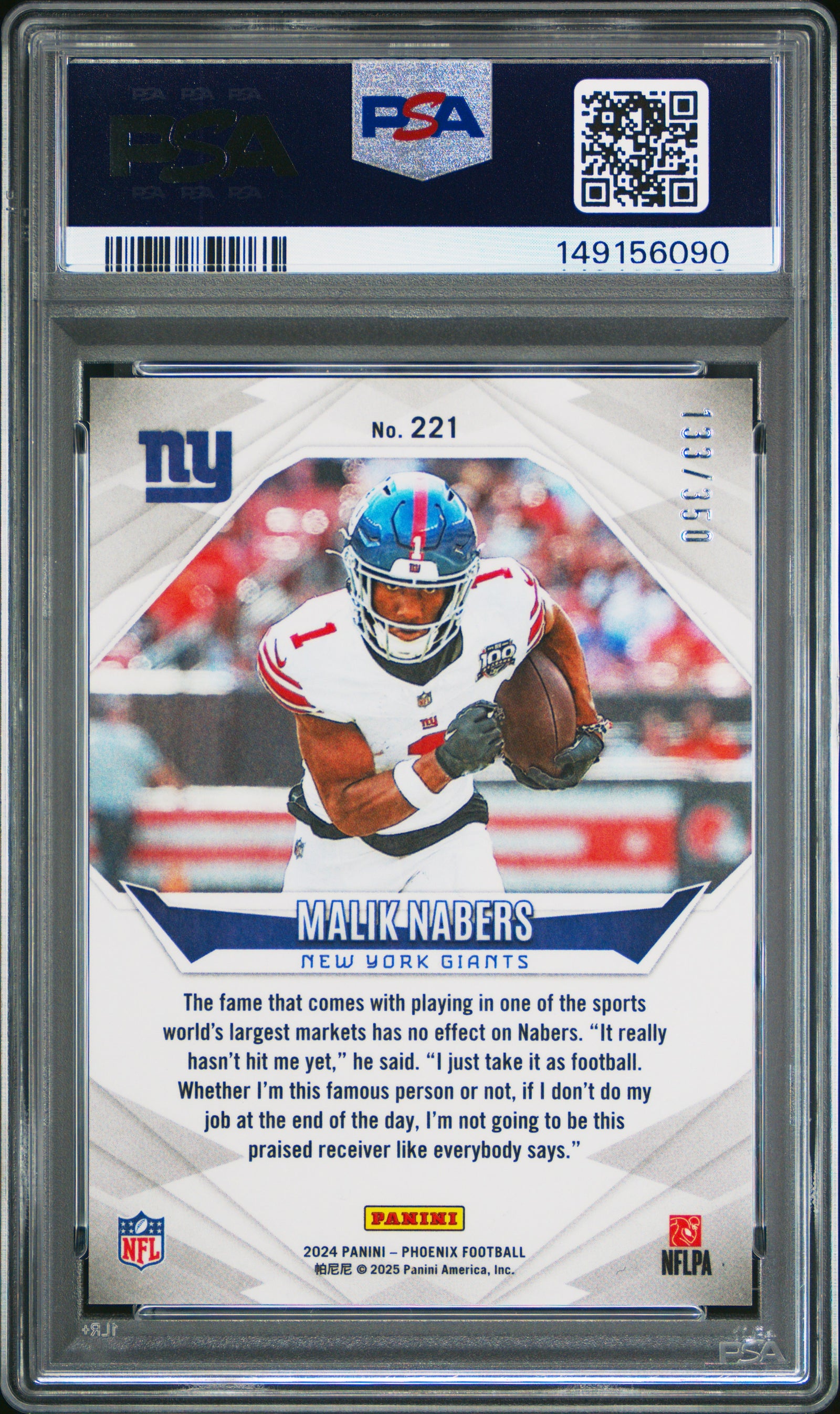 2024 Panini Phoenix 221 Malik Nabers Fireburst PSA 10
