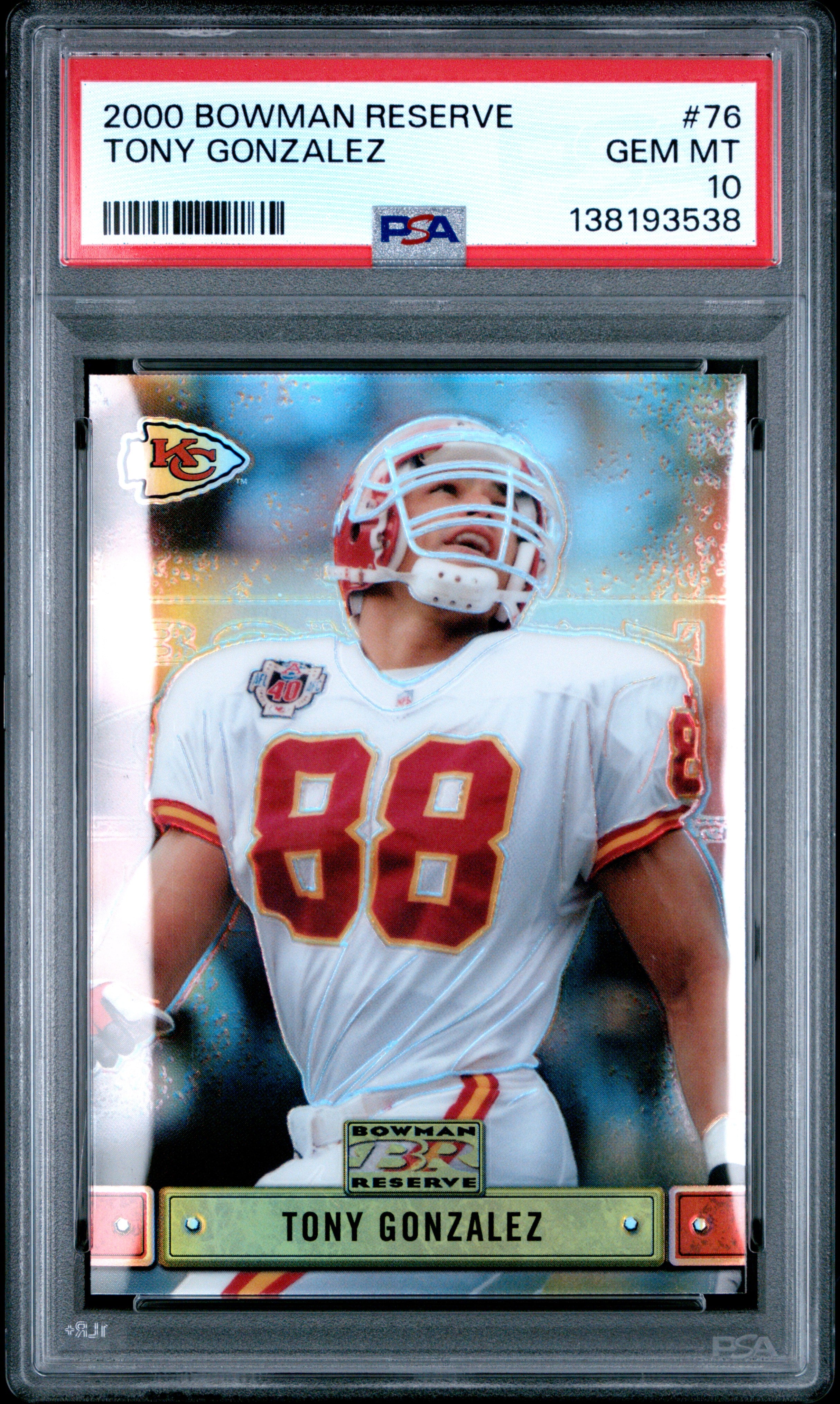 2000 Bowman Reserve 76 Tony Gonzalez PSA 10