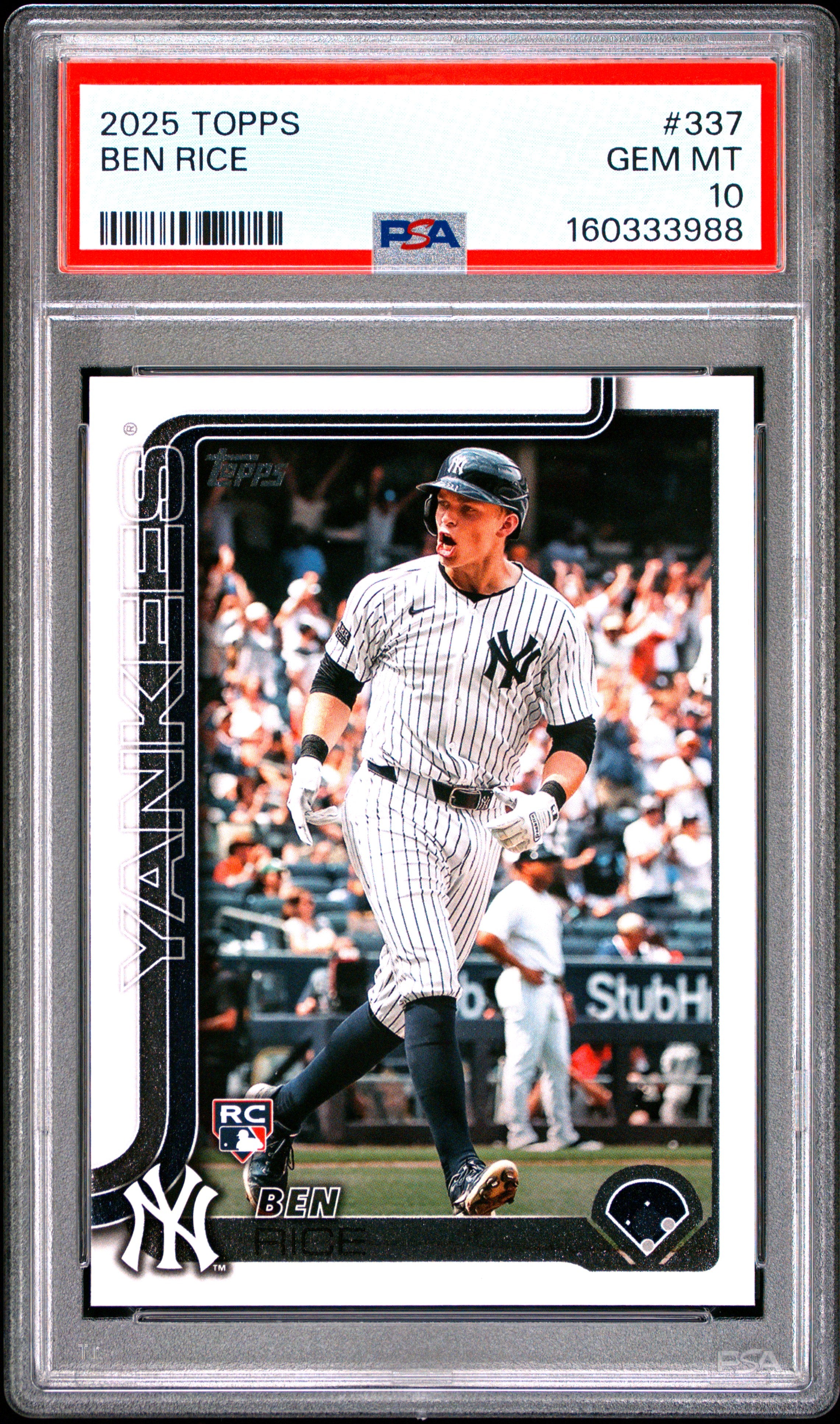 2025 TOPPS 337 BEN RICE PSA 10 - front