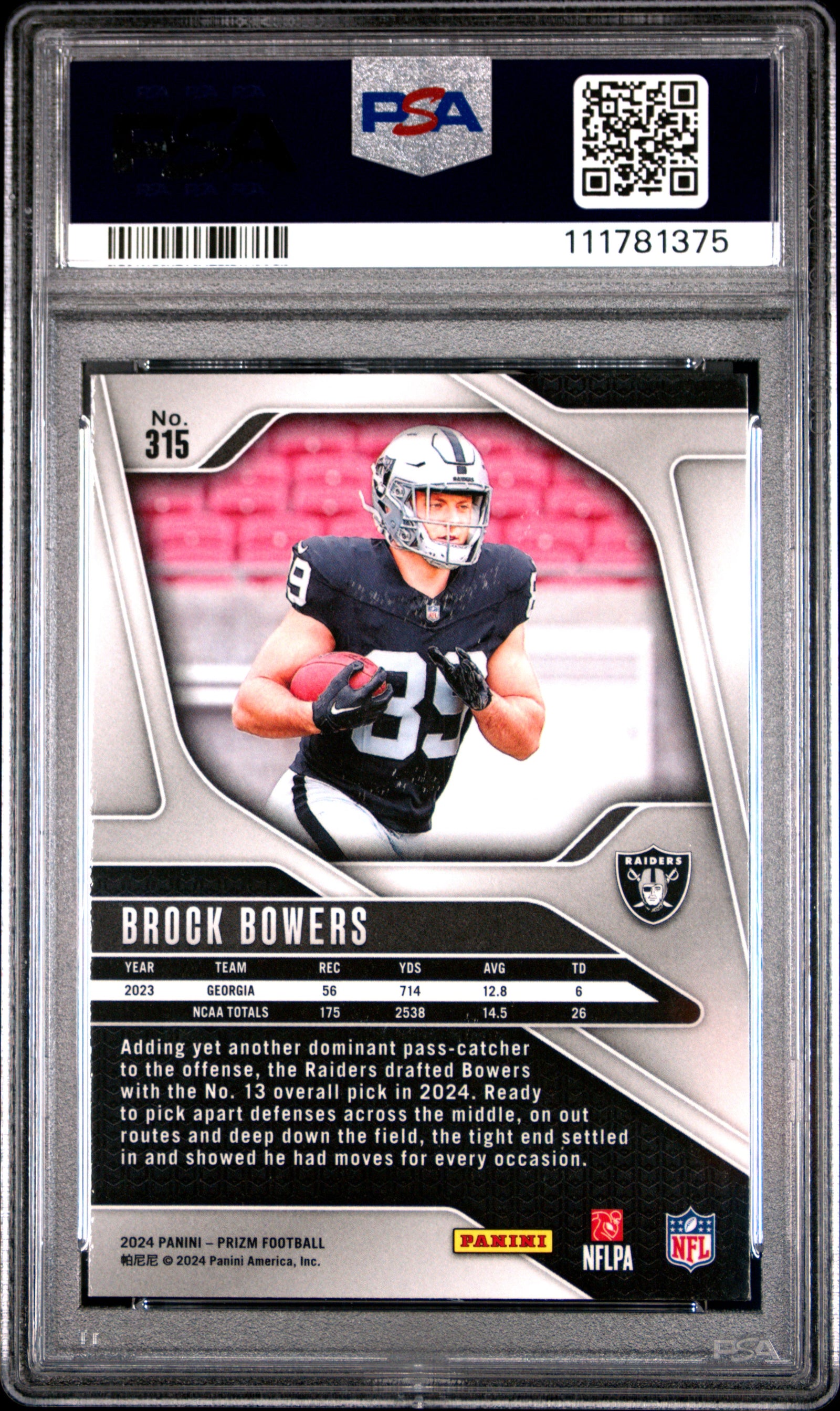 2024 Panini Prizm 315 Brock Bowers PSA 10
