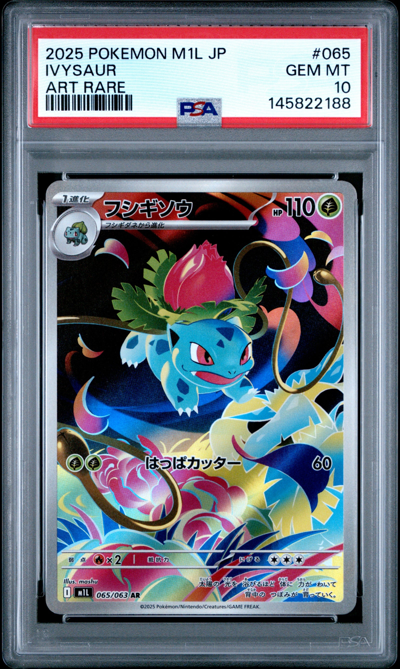 2025 Pokemon Japanese M1L-Mega Brave 065 Ivysaur Art Rare PSA 10