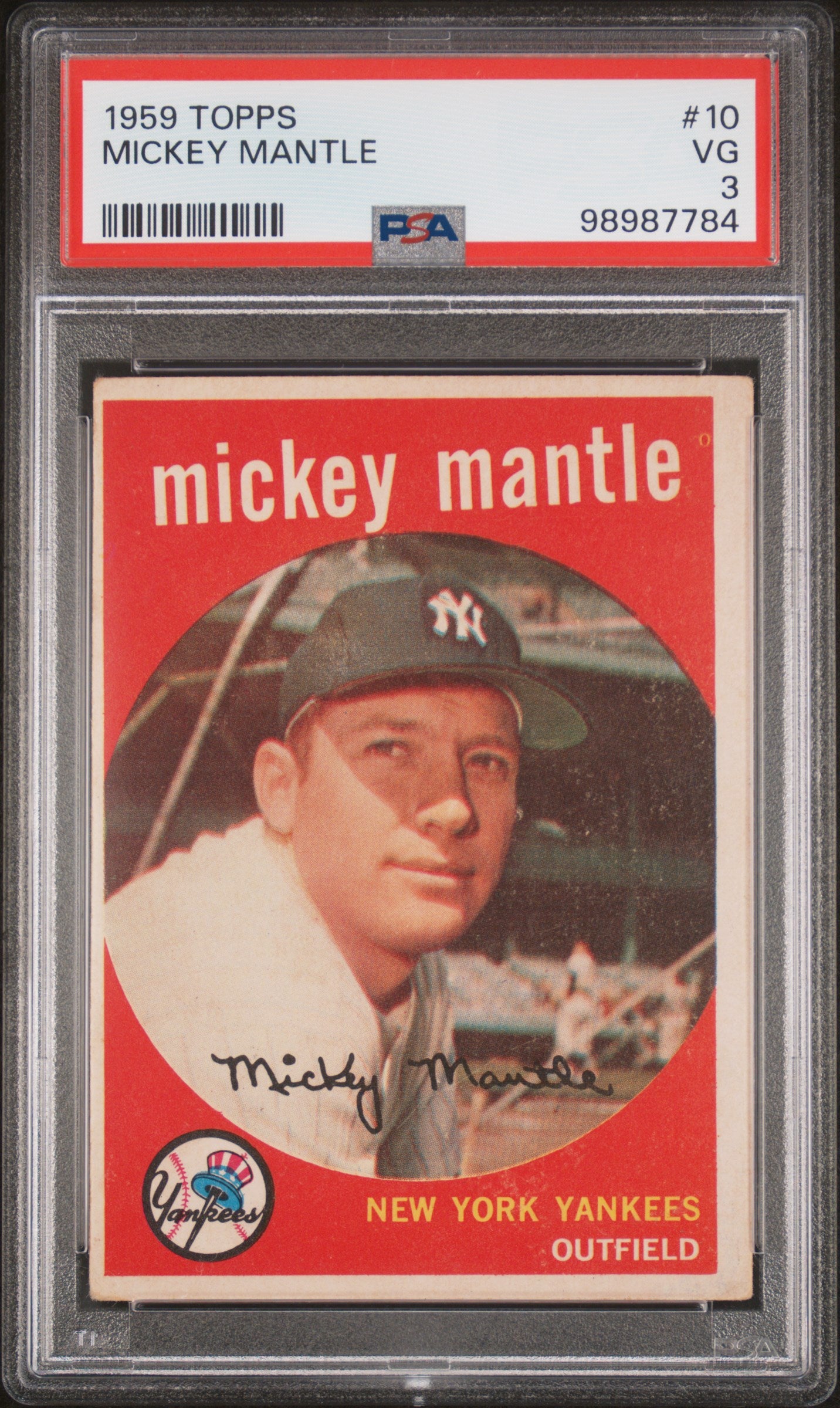 1959 TOPPS 10 MICKEY MANTLE PSA 3 - front