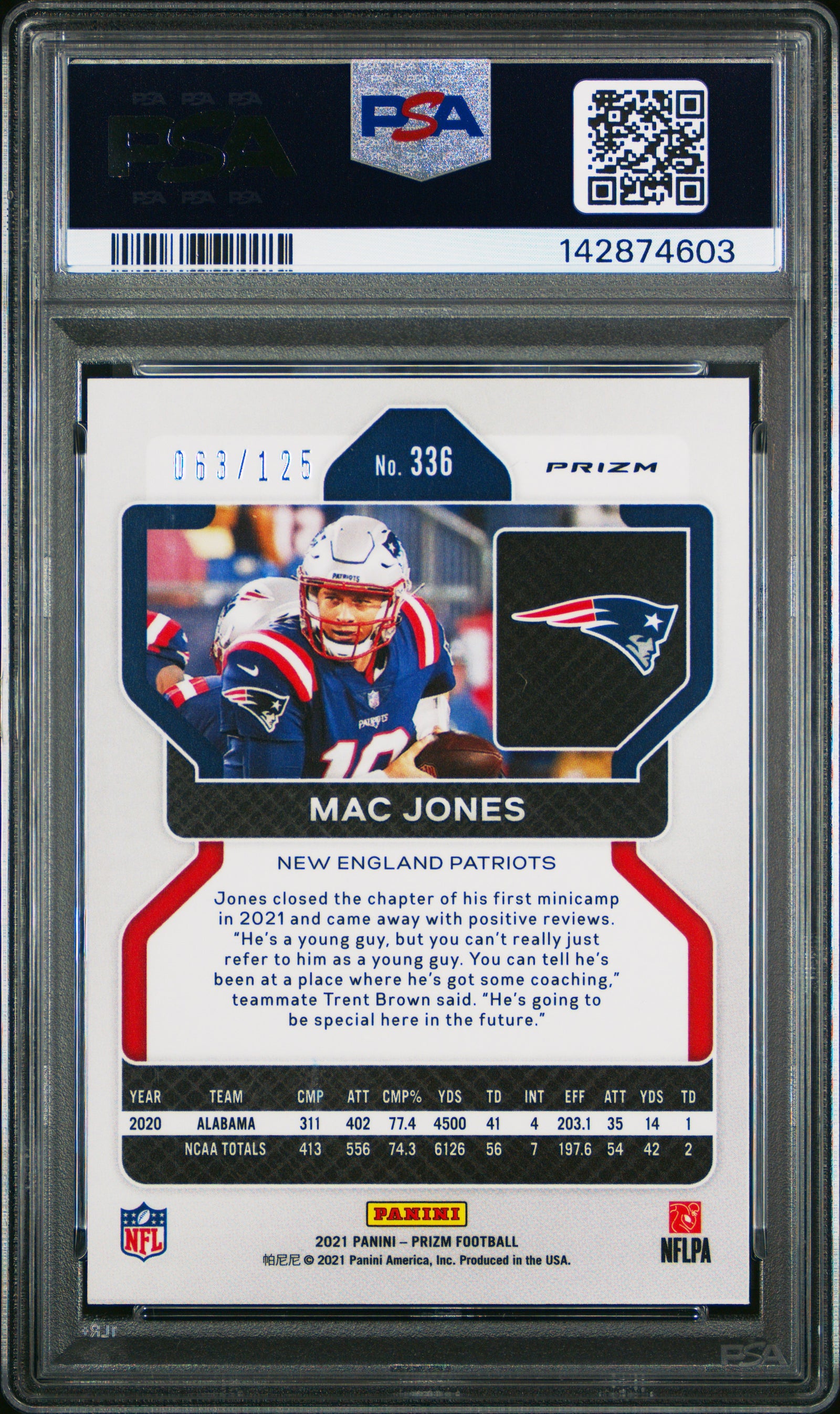 2021 Panini Prizm 336 Mac Jones Purple Prizm PSA 9