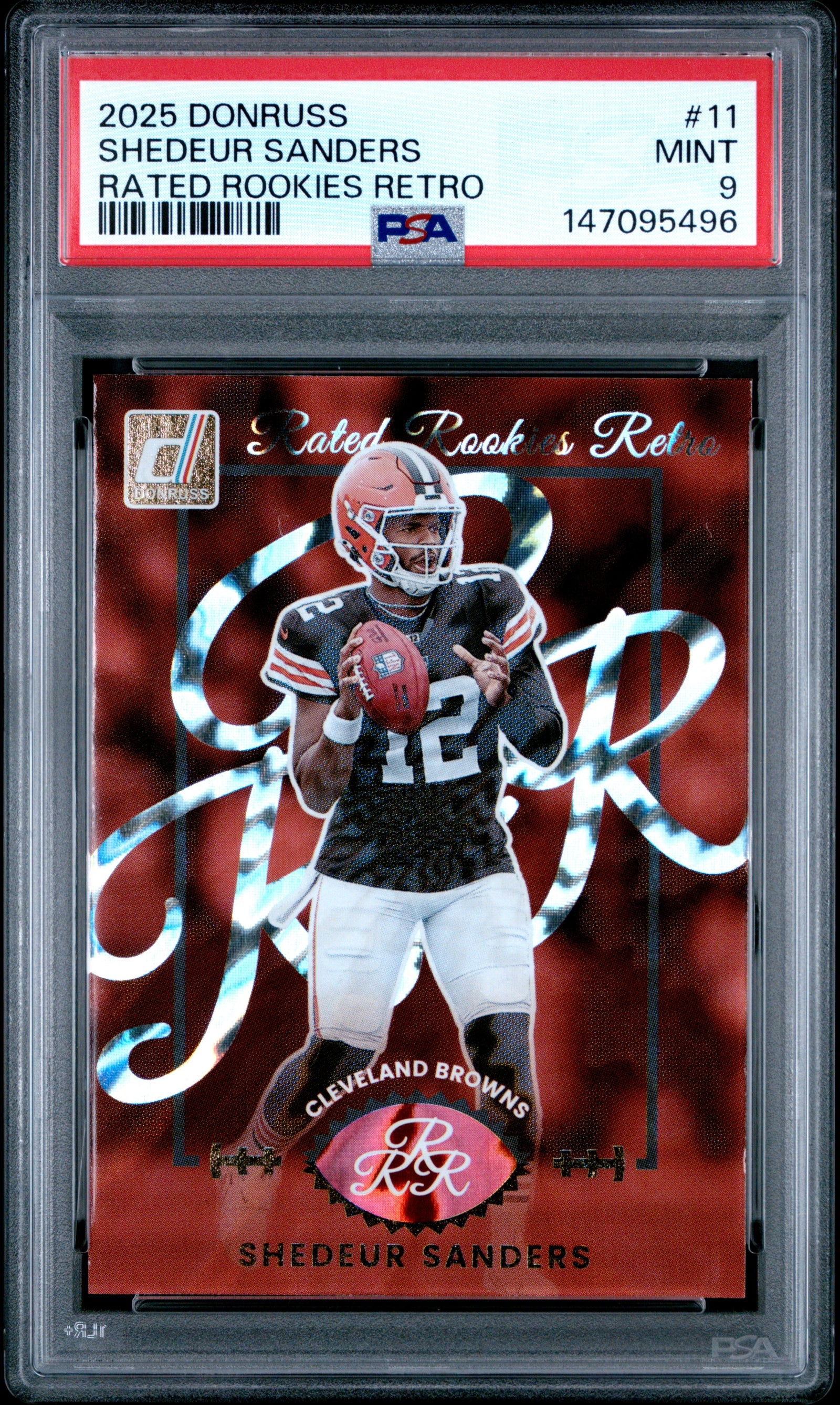 2025 Panini Donruss Rated Rookies Retro 11 Shedeur Sanders PSA 9