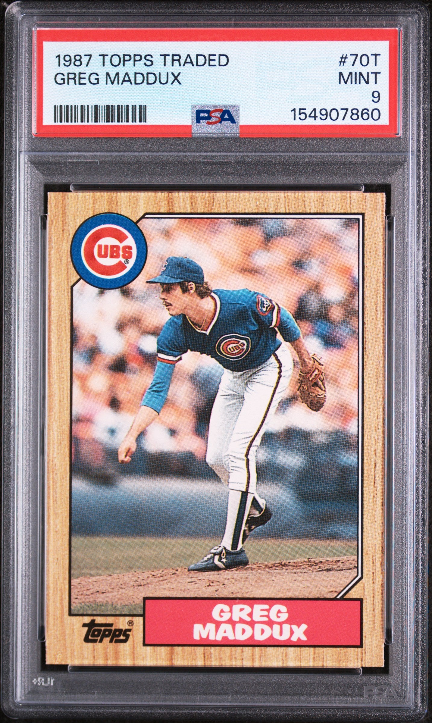 1987 TOPPS TRADED 70T GREG MADDUX PSA 9 - front