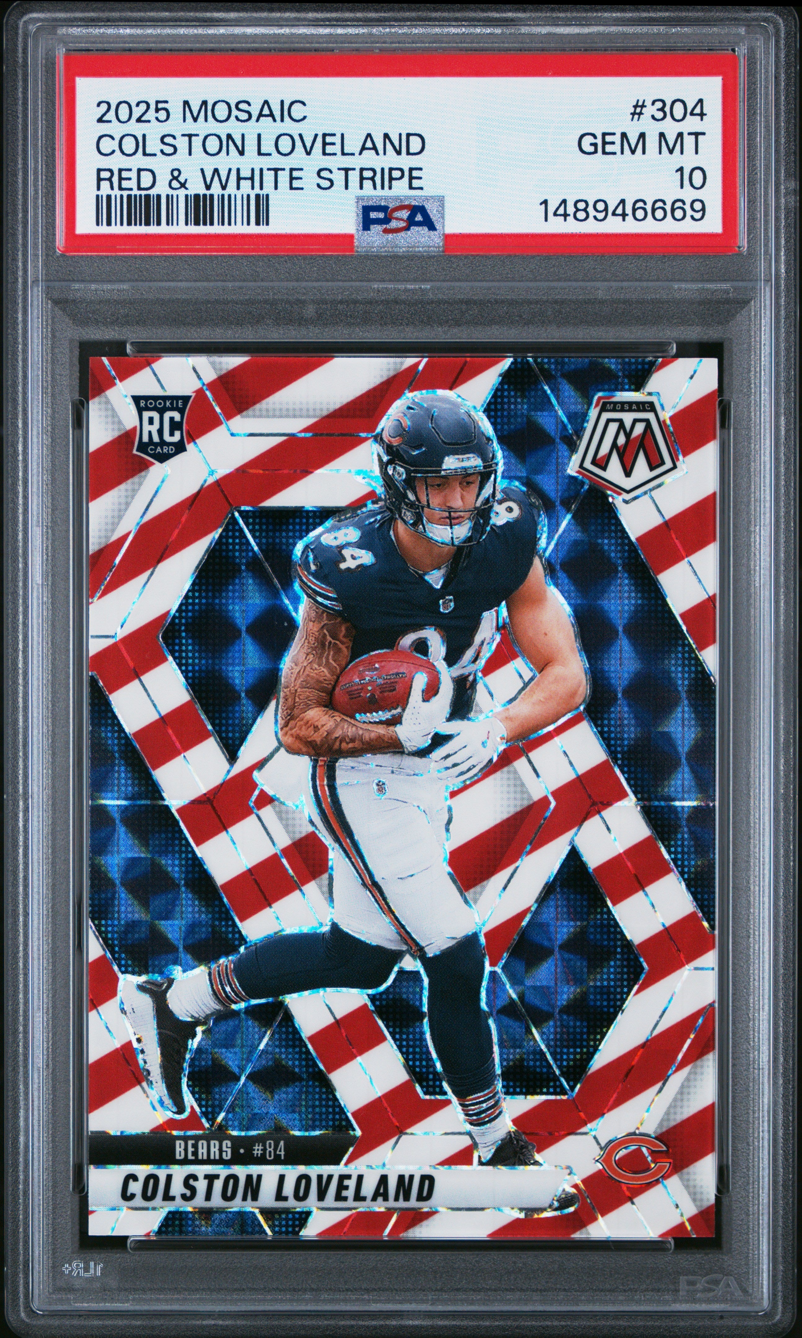 2025 Panini Mosaic 304 Colston Loveland Red & White Stripe PSA 10