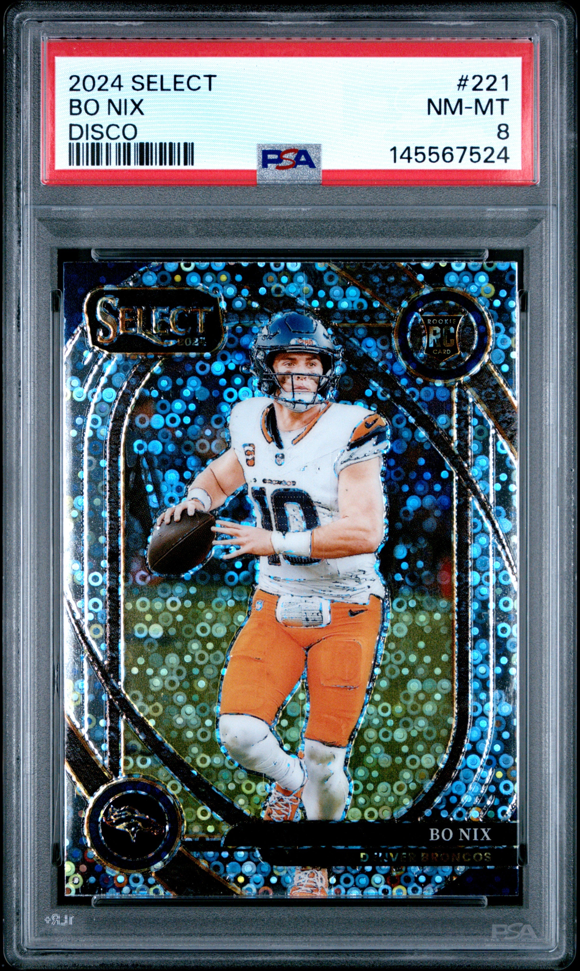 2024 Panini Select 221 Bo Nix Disco PSA 8