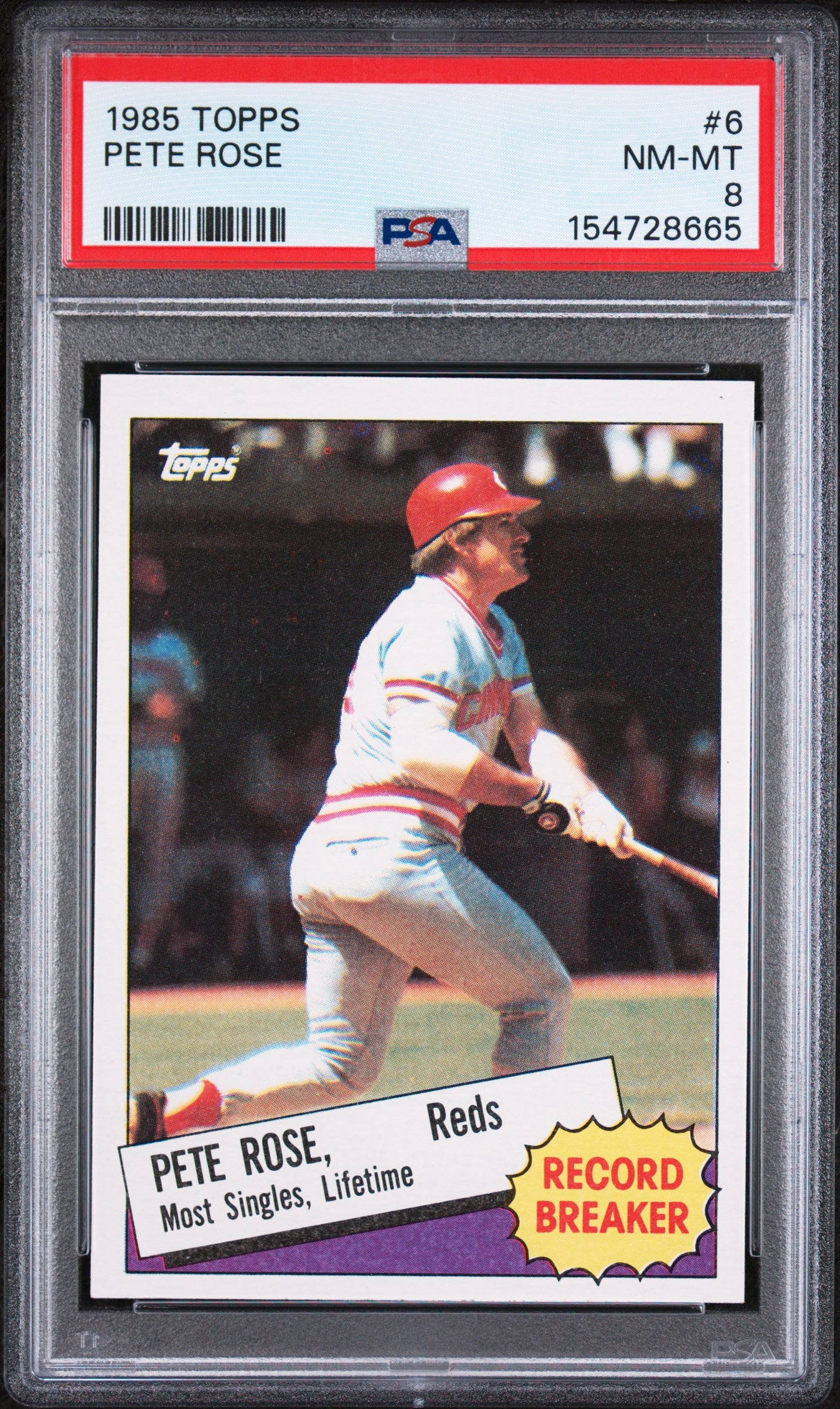 1985 TOPPS 6 PETE ROSE PSA 8 - front