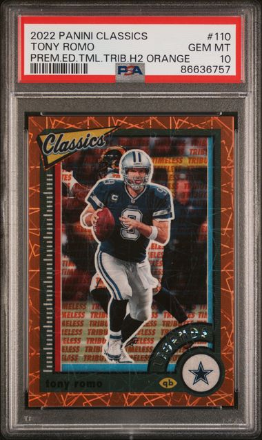 2022 Panini Classics Tony Romo Orange Lazer /10 psa 10