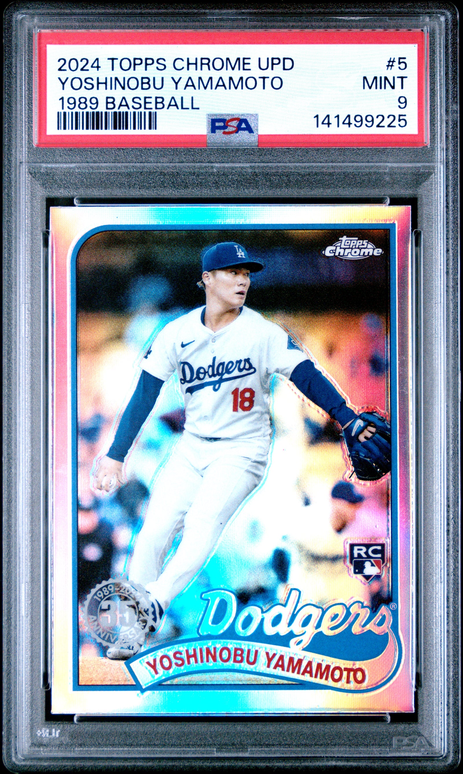2024 Topps Chrome Update 1989 Topps Baseball 5 Yoshinobu Yamamoto PSA 9