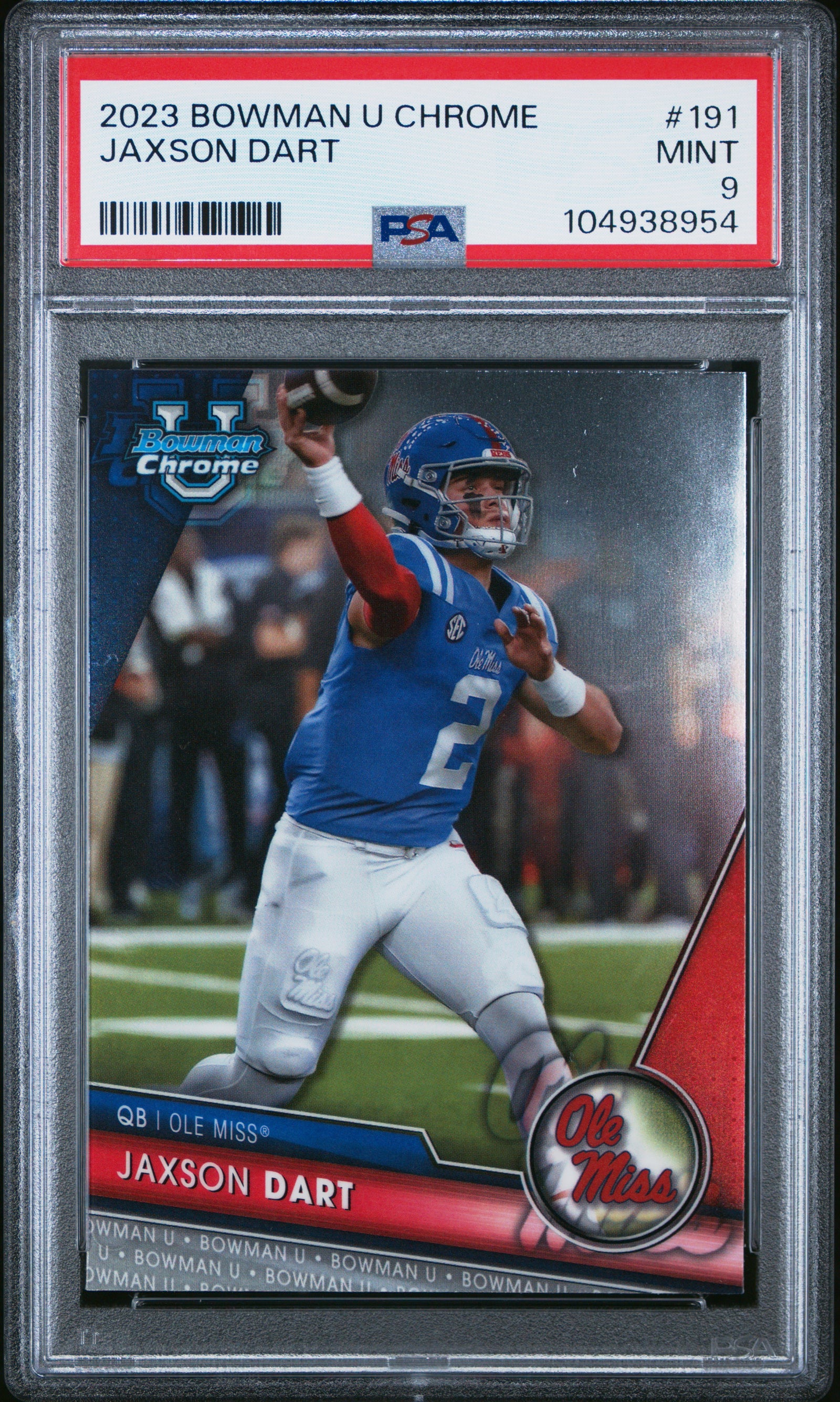 2023 Bowman University Chrome 191 Jaxson Dart PSA 9