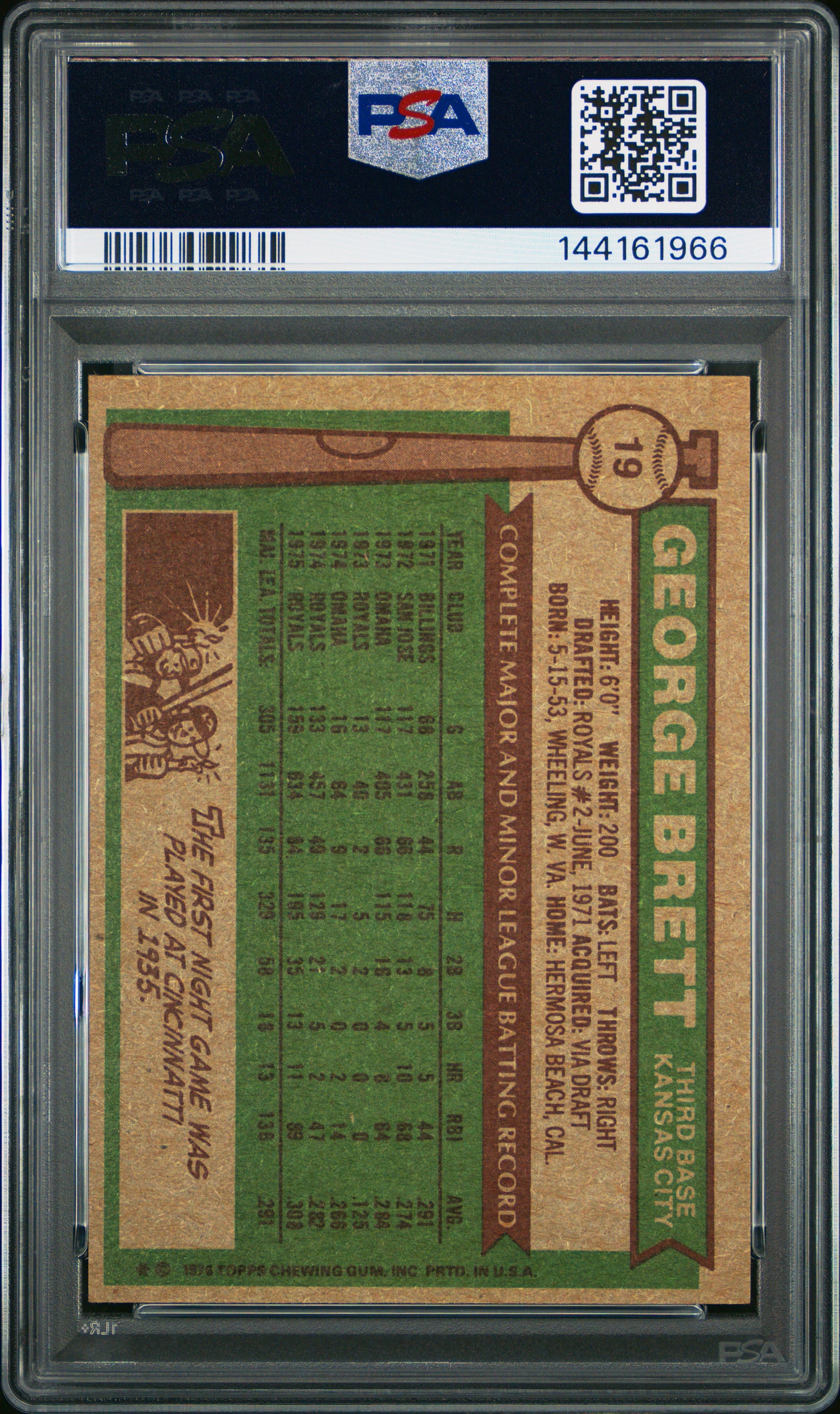 1976 Topps 19 George Brett PSA 5