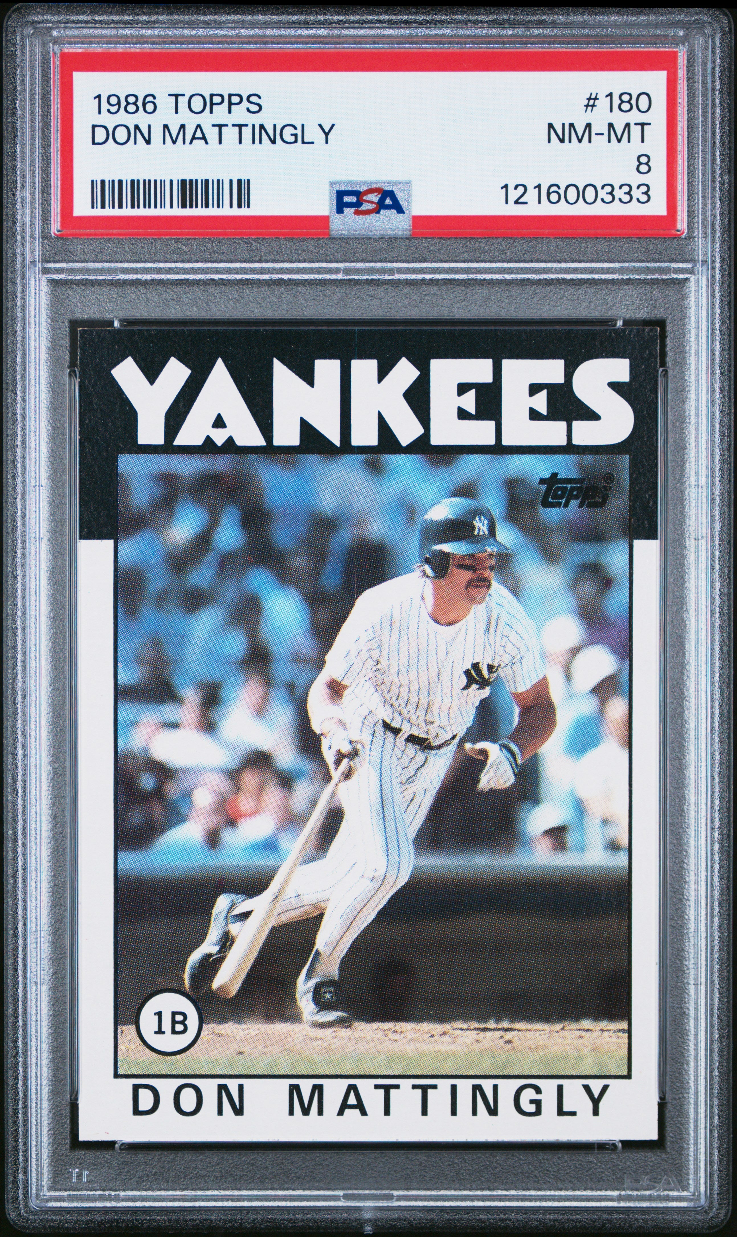 1986 TOPPS 180 DON MATTINGLY PSA 8 - front
