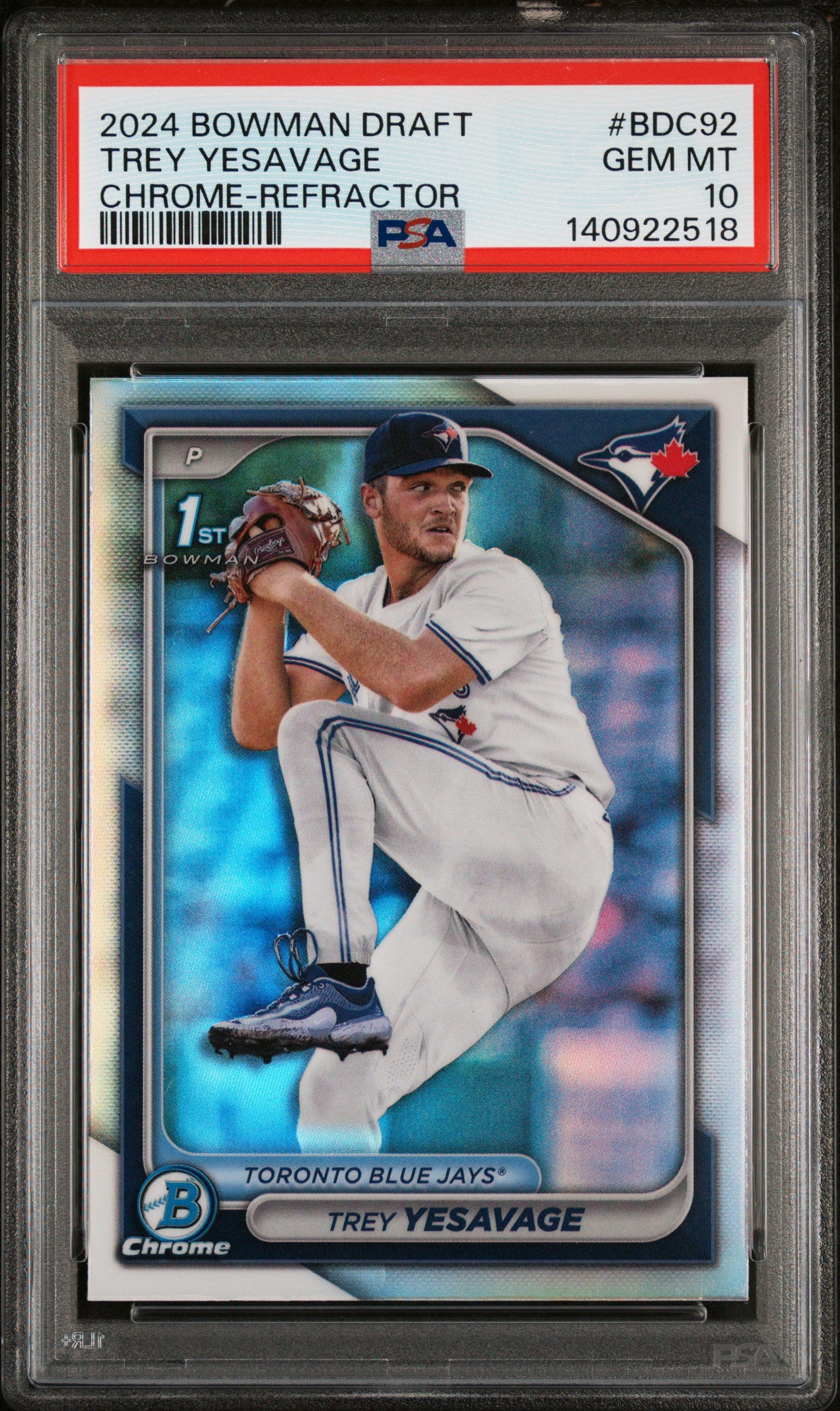 2024 Bowman Draft Bdc92 Trey Yesavage Chrome-Refractor PSA 10
