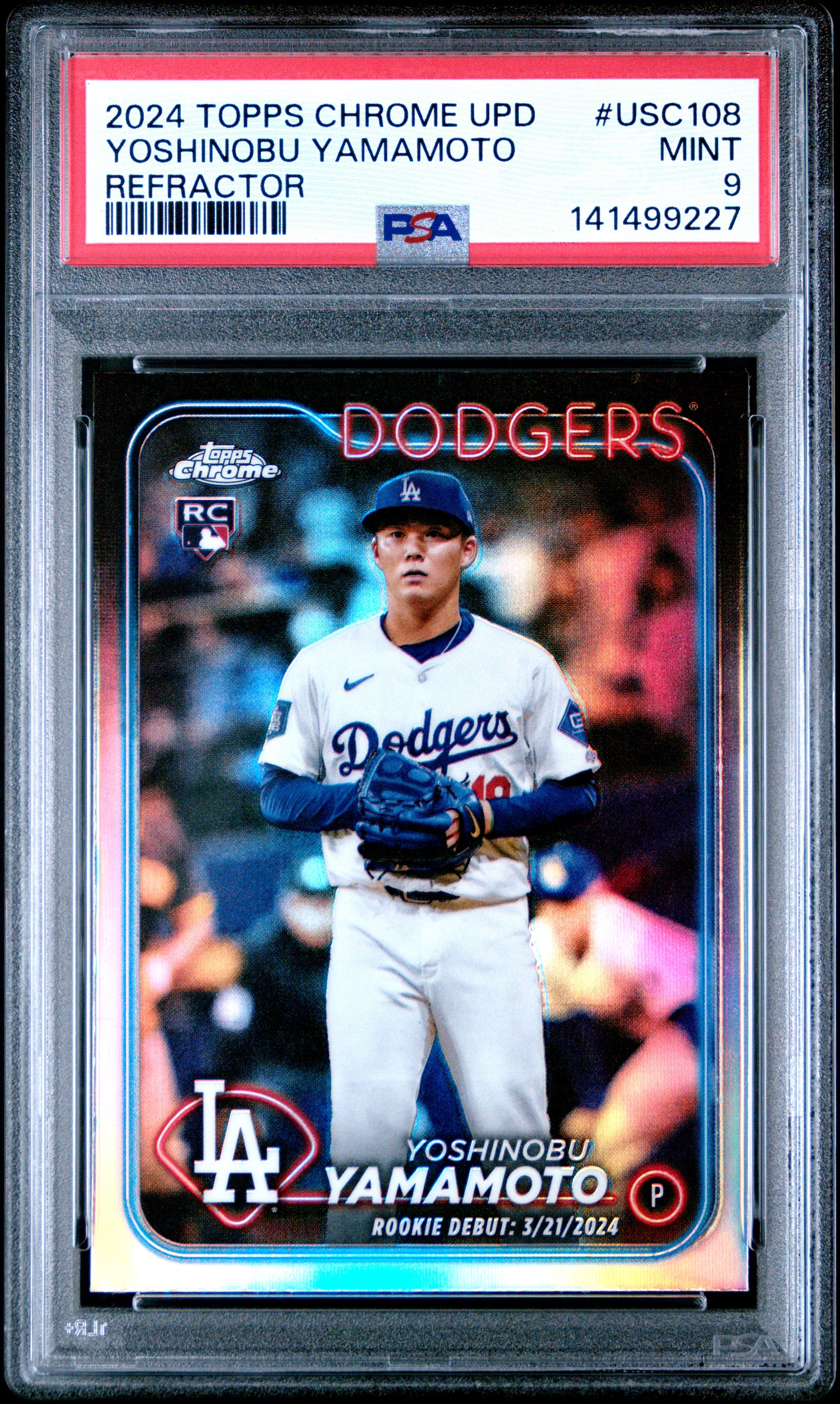2024 Topps Chrome Update Usc108 Yoshinobu Yamamoto Refractor PSA 9
