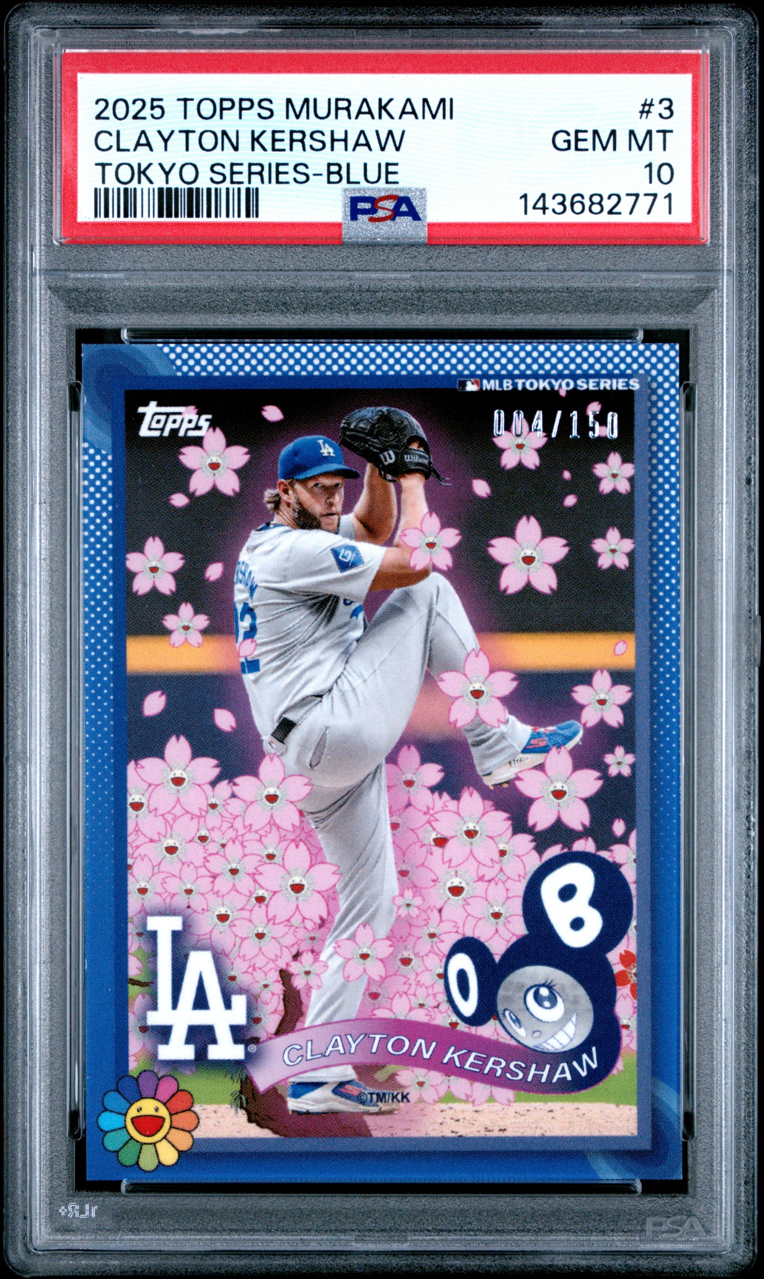 2025 Topps Takashi Murakami + Mlb World Tour Tokyo Series 3 Clayton Kershaw Blue PSA 10
