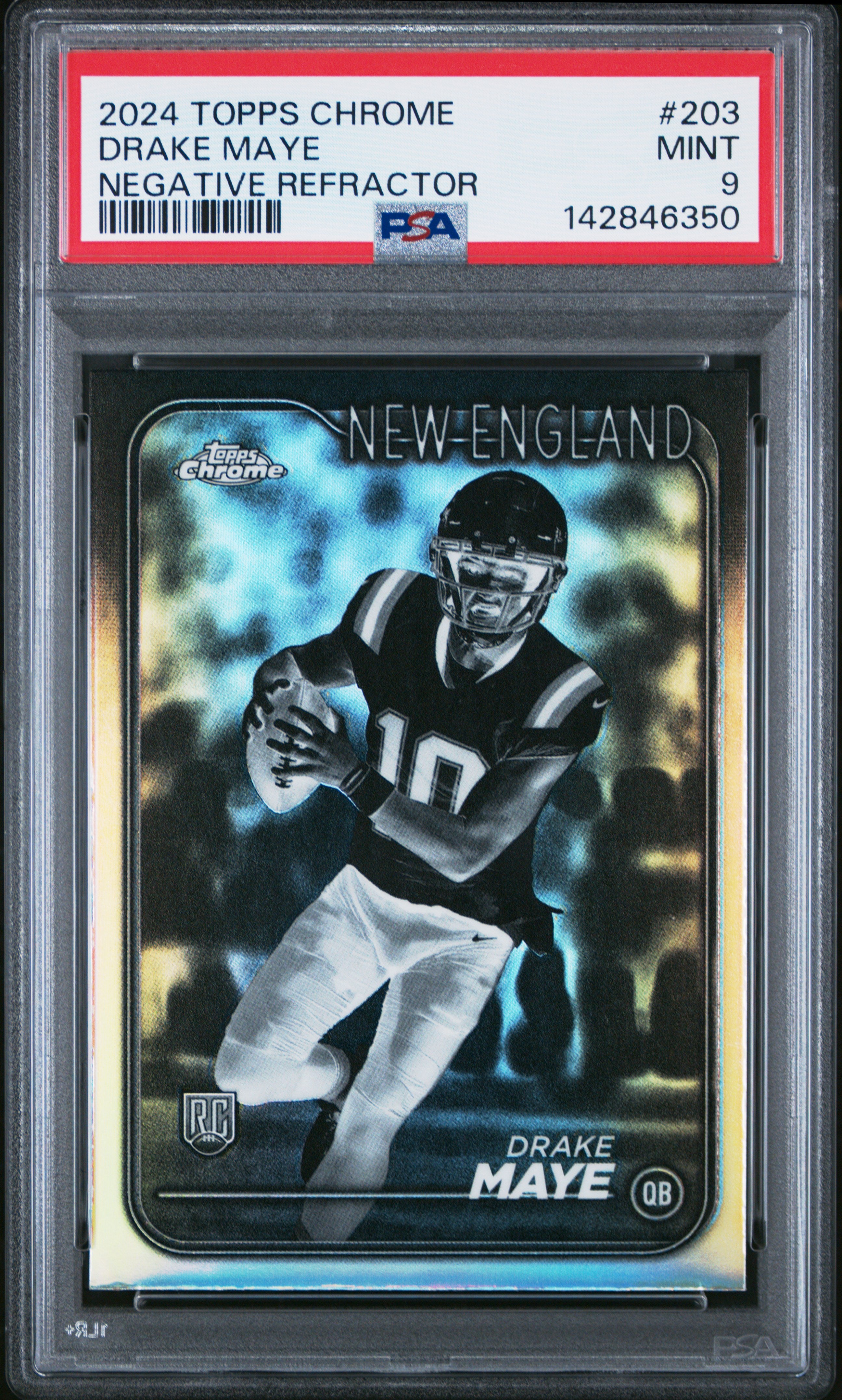2024 Topps Chrome 203 Drake Maye Negative Refractor PSA 9