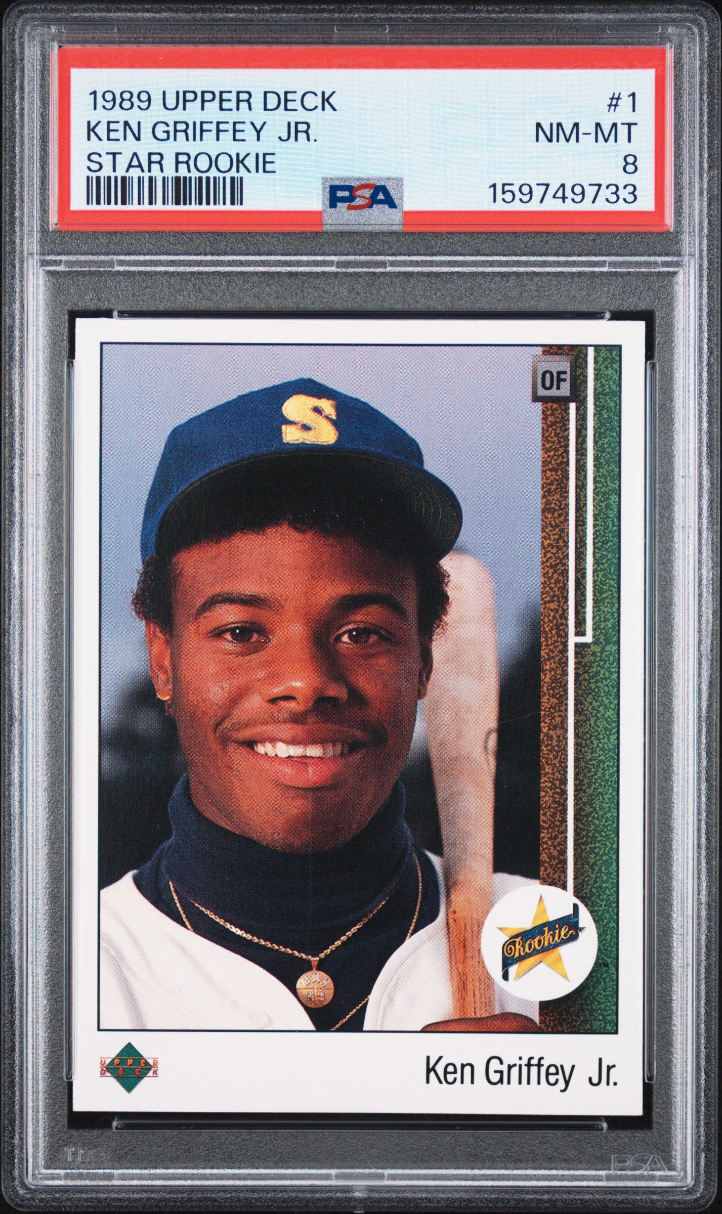 1989 UPPER DECK 1 KEN GRIFFEY JR. STAR ROOKIE PSA 8 - front