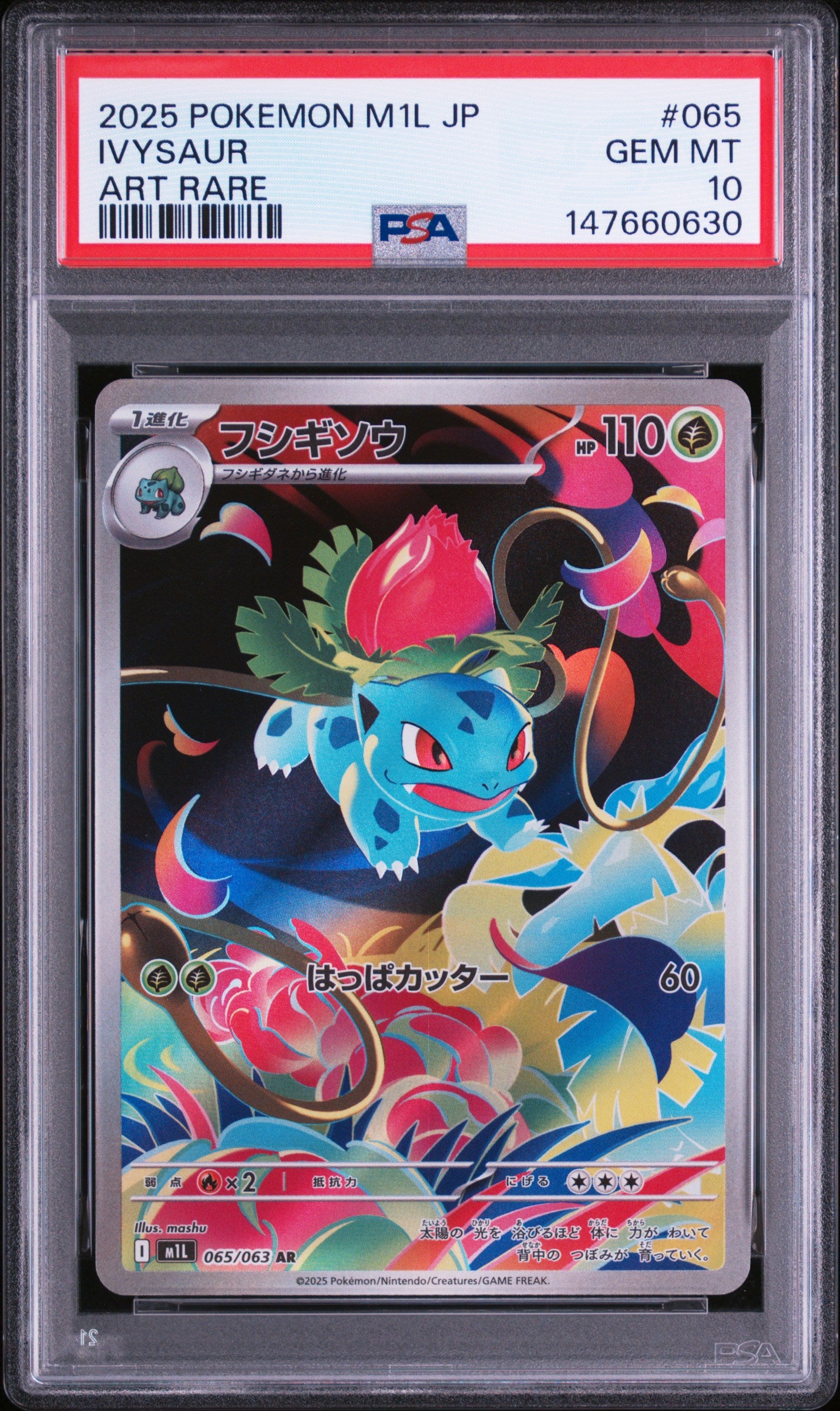 2025 POKEMON JAPANESE M1L-MEGA BRAVE 065 IVYSAUR ART RARE PSA 10 - front