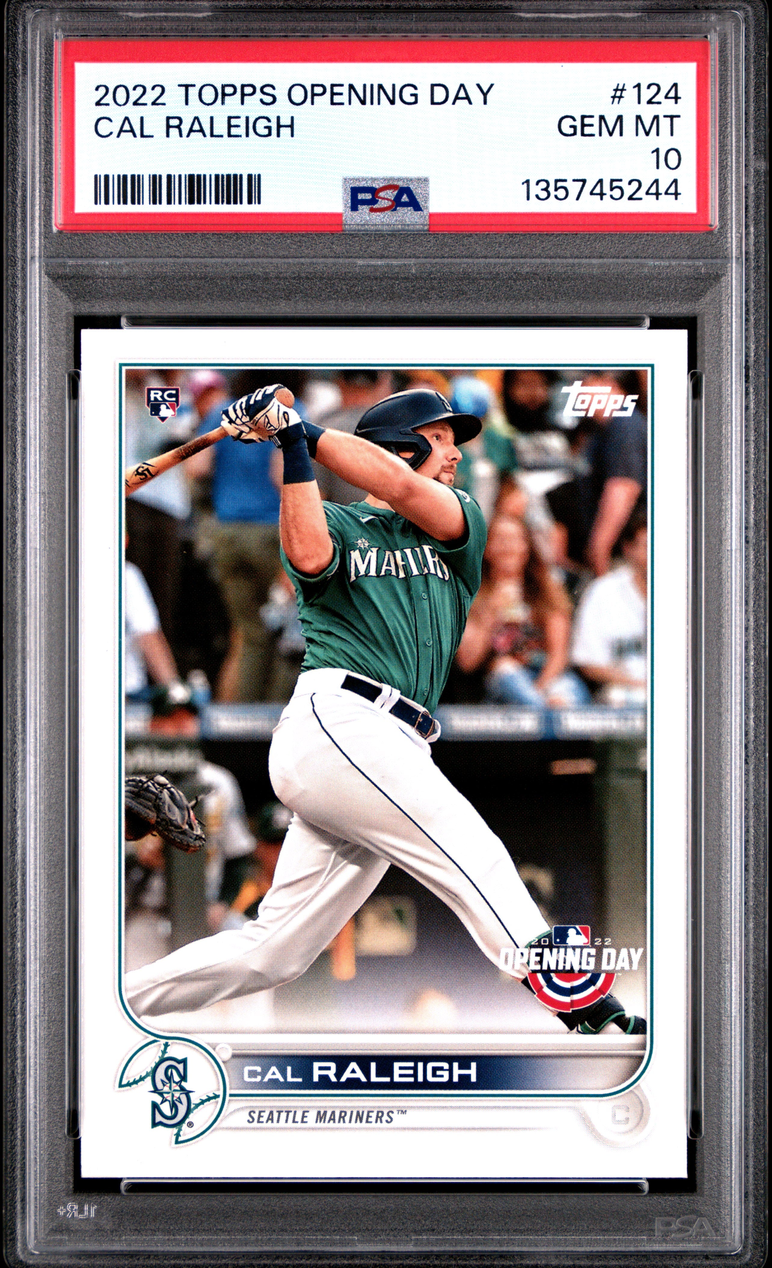 2022 Topps Opening Day 124 Cal Raleigh PSA 10