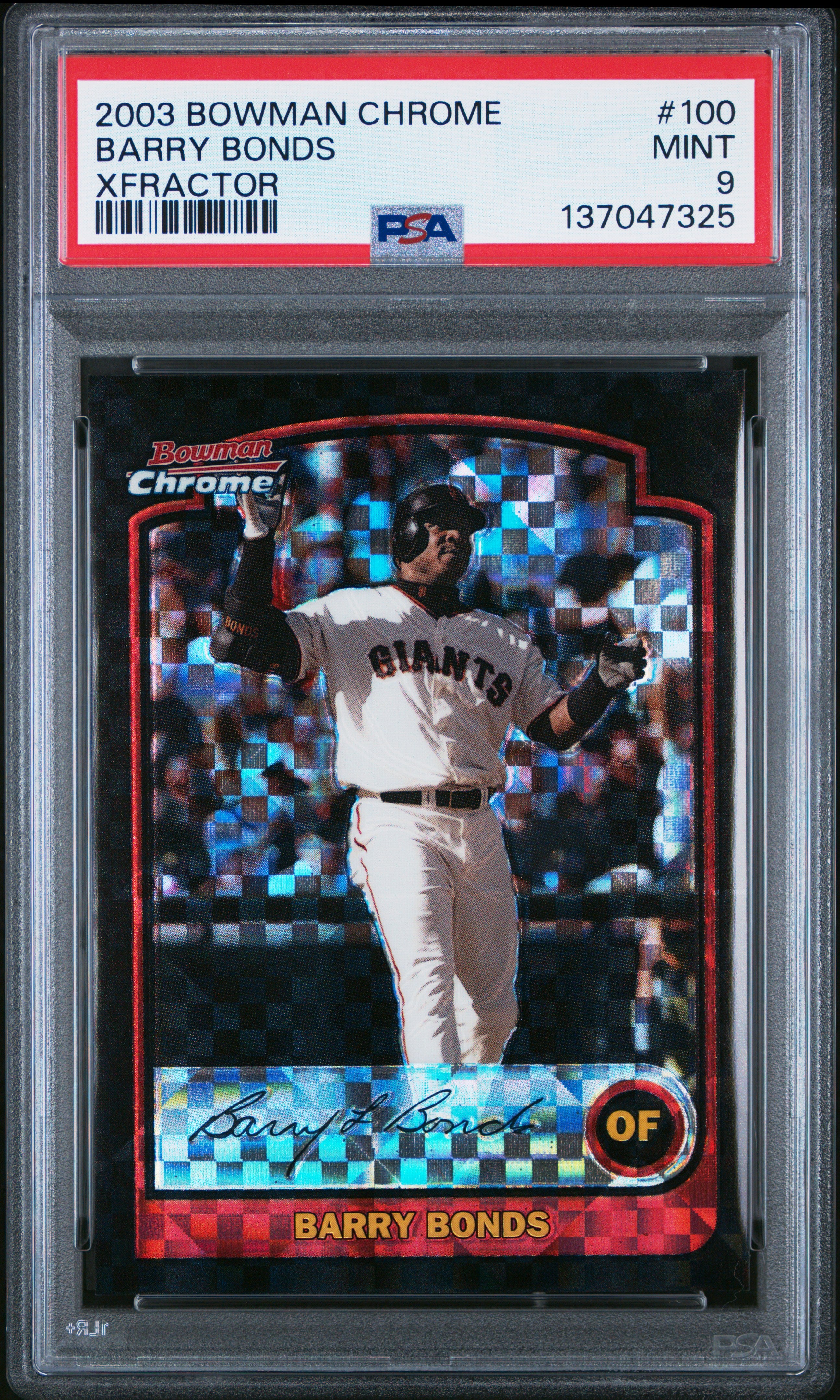 2003 BOWMAN CHROME 100 BARRY BONDS XFRACTOR PSA 9 - front